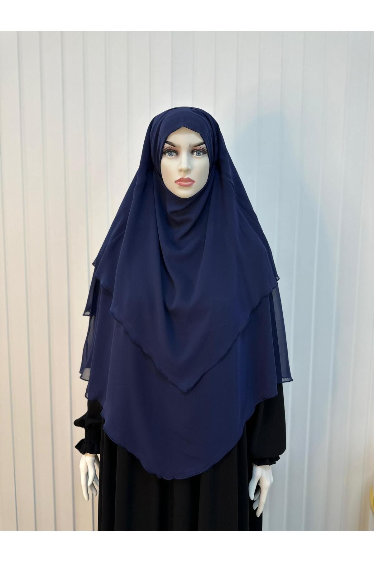 R&S modibone Tesettür Şifon Sufle,Hazır Peçeli, khımar ,hicap,lacivert