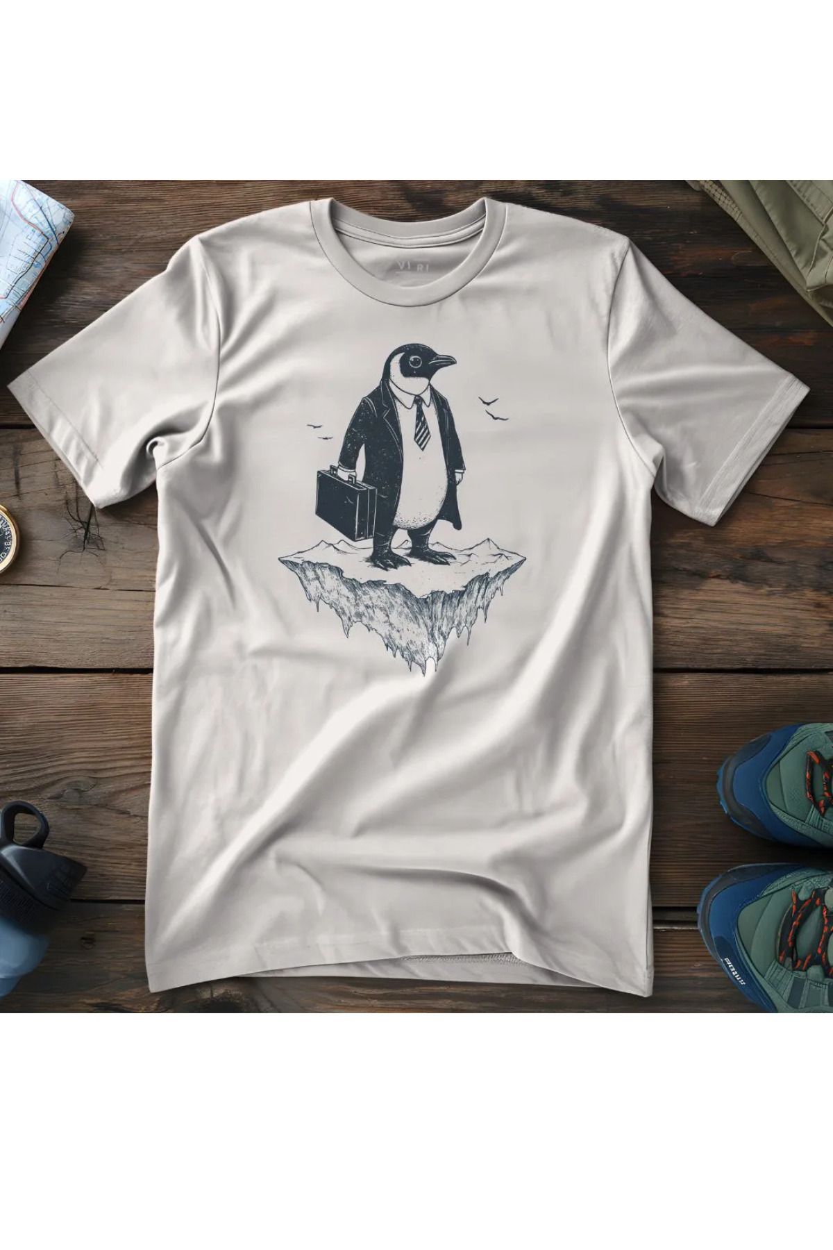 DESCARTES Penguen Baskılı Oversize T-shirt