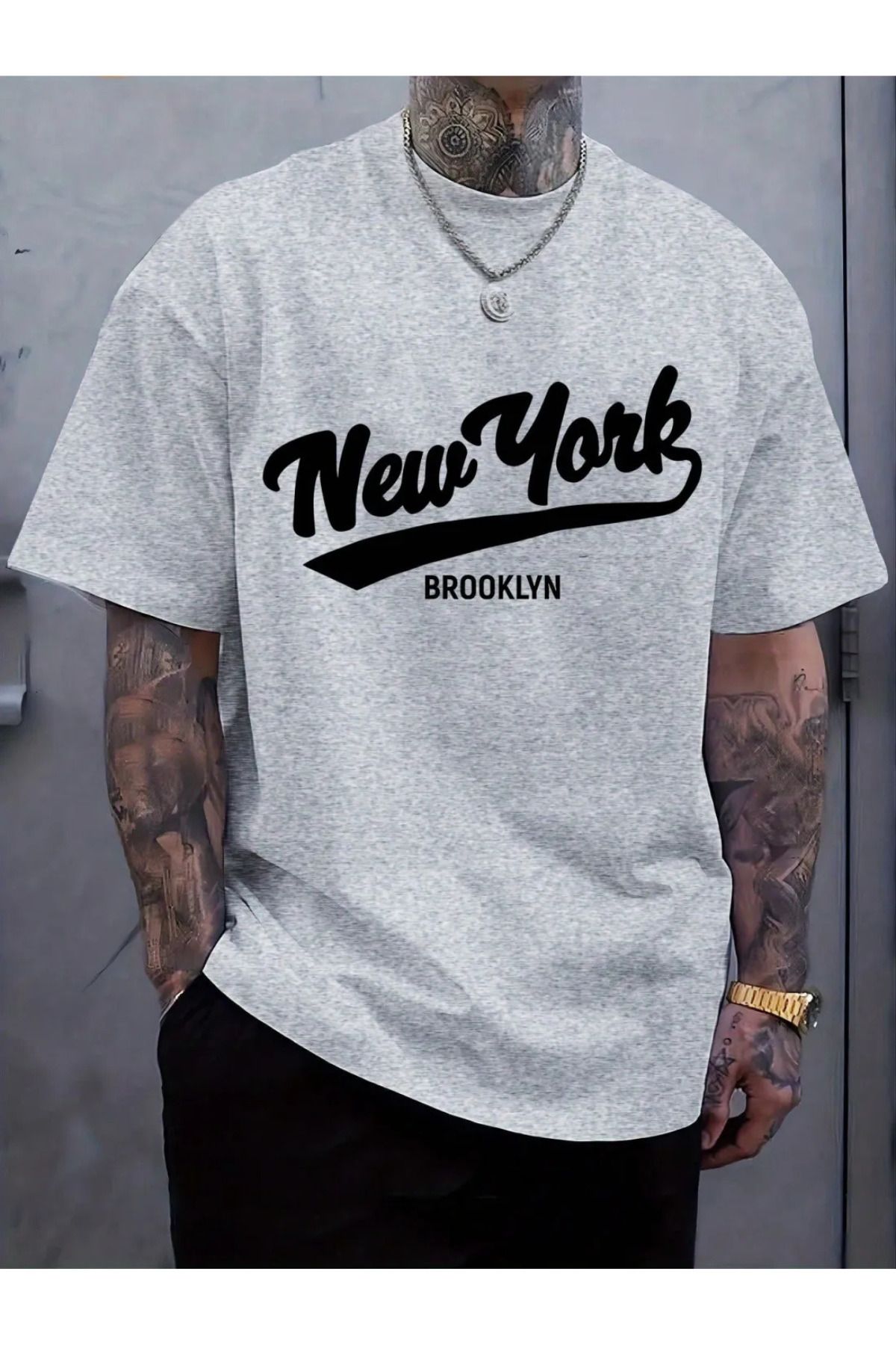 DESCARTES New York Brooklyn Baskılı Oversize T-shirt