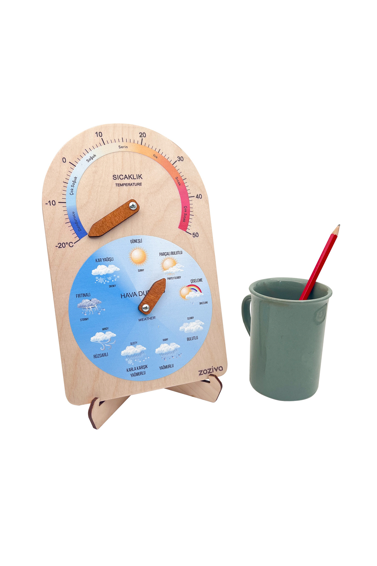 zoziva Montessori Hava Durumu ve Sıcaklık Göstergesi Eğitici Ahşap Oyuncak fotoğrafı 2 (önizleme)