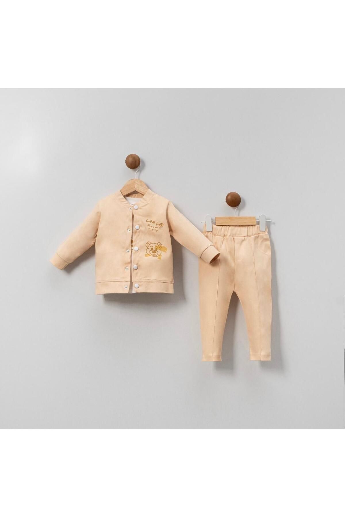 Bebedexs plus Ayı Baskılı Gabardin Erkek 3 Lü Takım