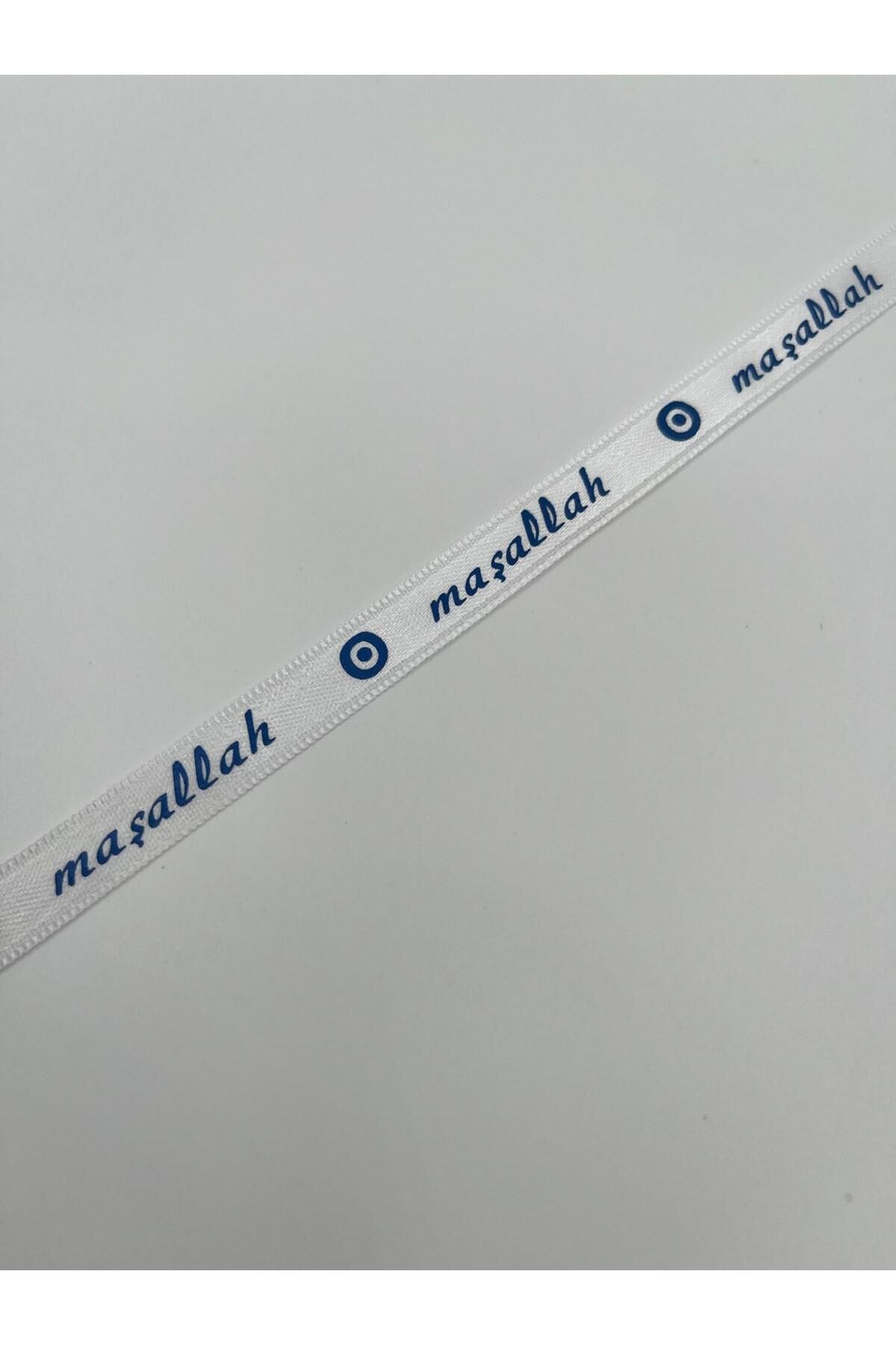 EvremStore Maşallah Baskılı Süsleme Kurdelesi Tek Taraflı 1 cm 10 Metre