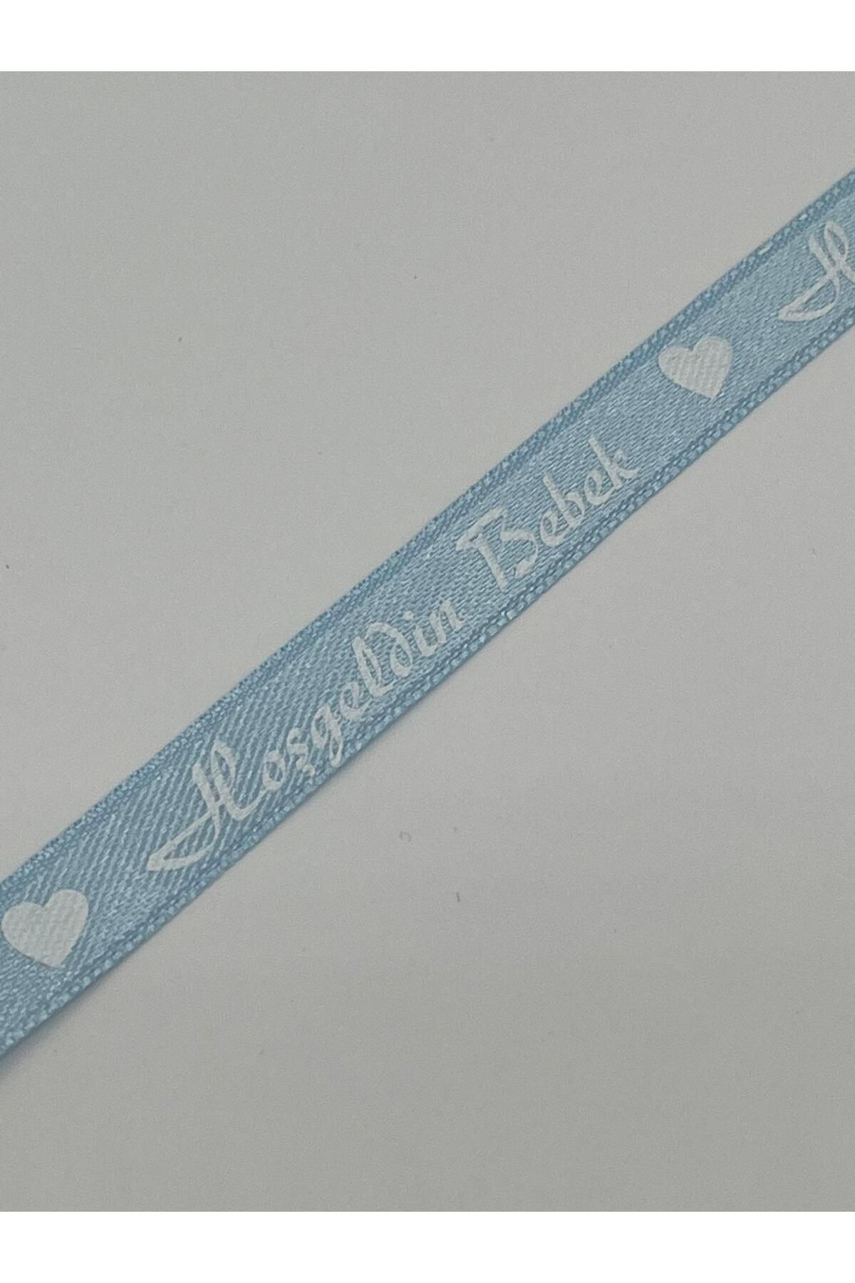 EvremStore Hoşgeldin Bebek Baskılı Süsleme Kurdelesi Tek Taraflı 1 cm 10 Metre