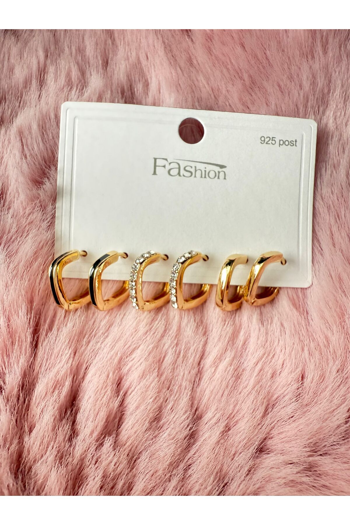 Butik Yeni Sezon 925 Ayar Gümüş Renk 6’lı Minimal Kıkırdak ve Küpe Seti - A Kalite