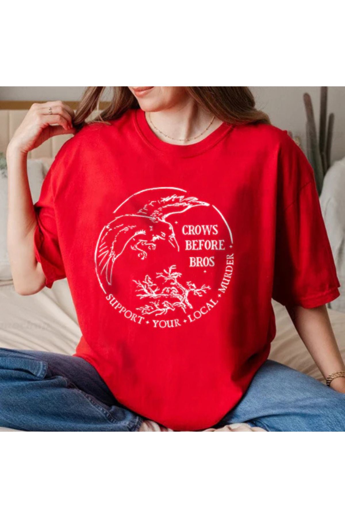DESCARTES CROWS BEFORE BROS Baskılı Oversize T-shirt