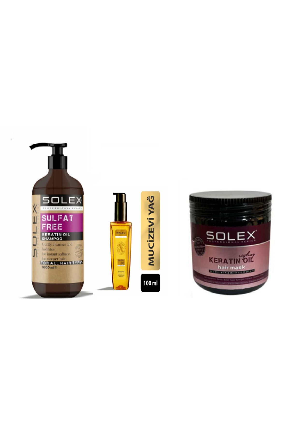 Solex Professıonal Serıes Keratin Bakım Seti Sülfatsız Şampuan 1.000 Ml+ Serum 100 ml+ 500 ML Saç Maskesi