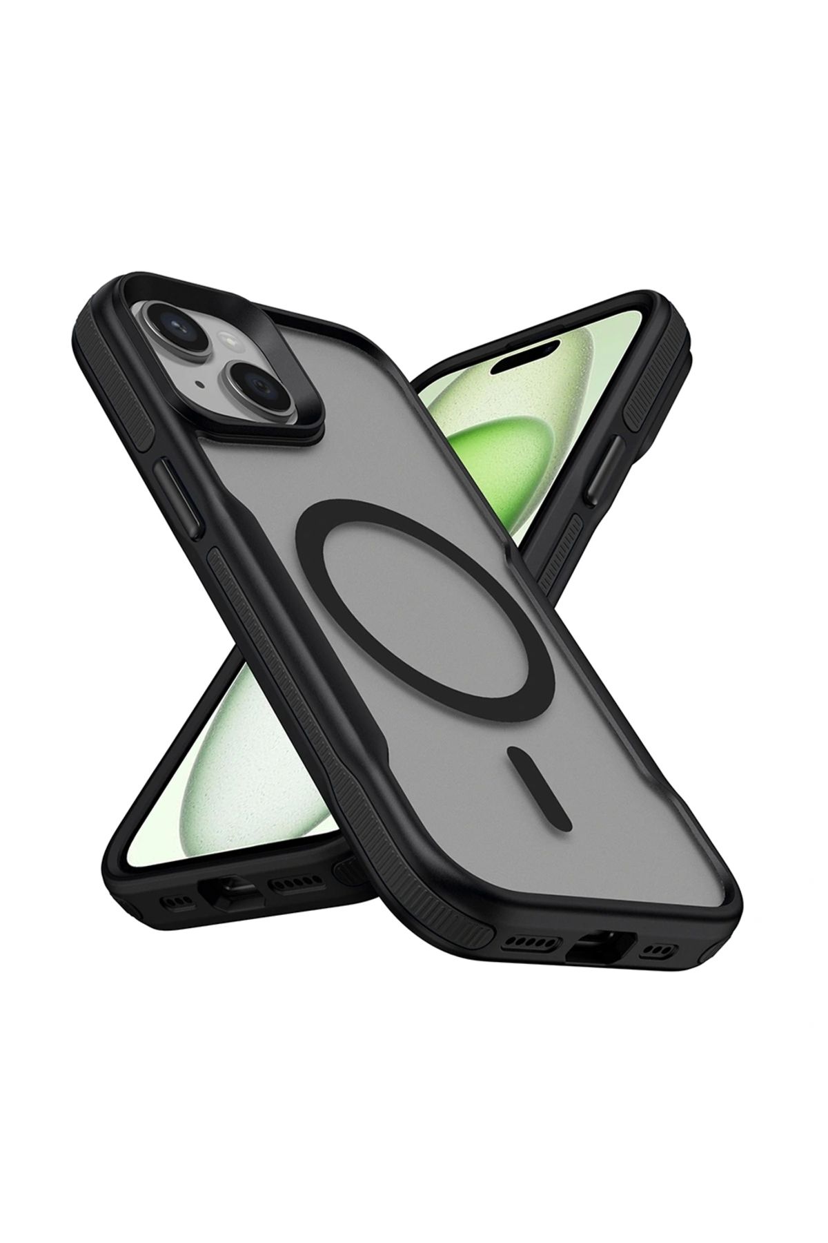 Redclick Apple iPhone 15 Kılıf Magsafe Şarj Özellikli Renkli Kenar Airbag Şeritli Redclick Lamer Kapak