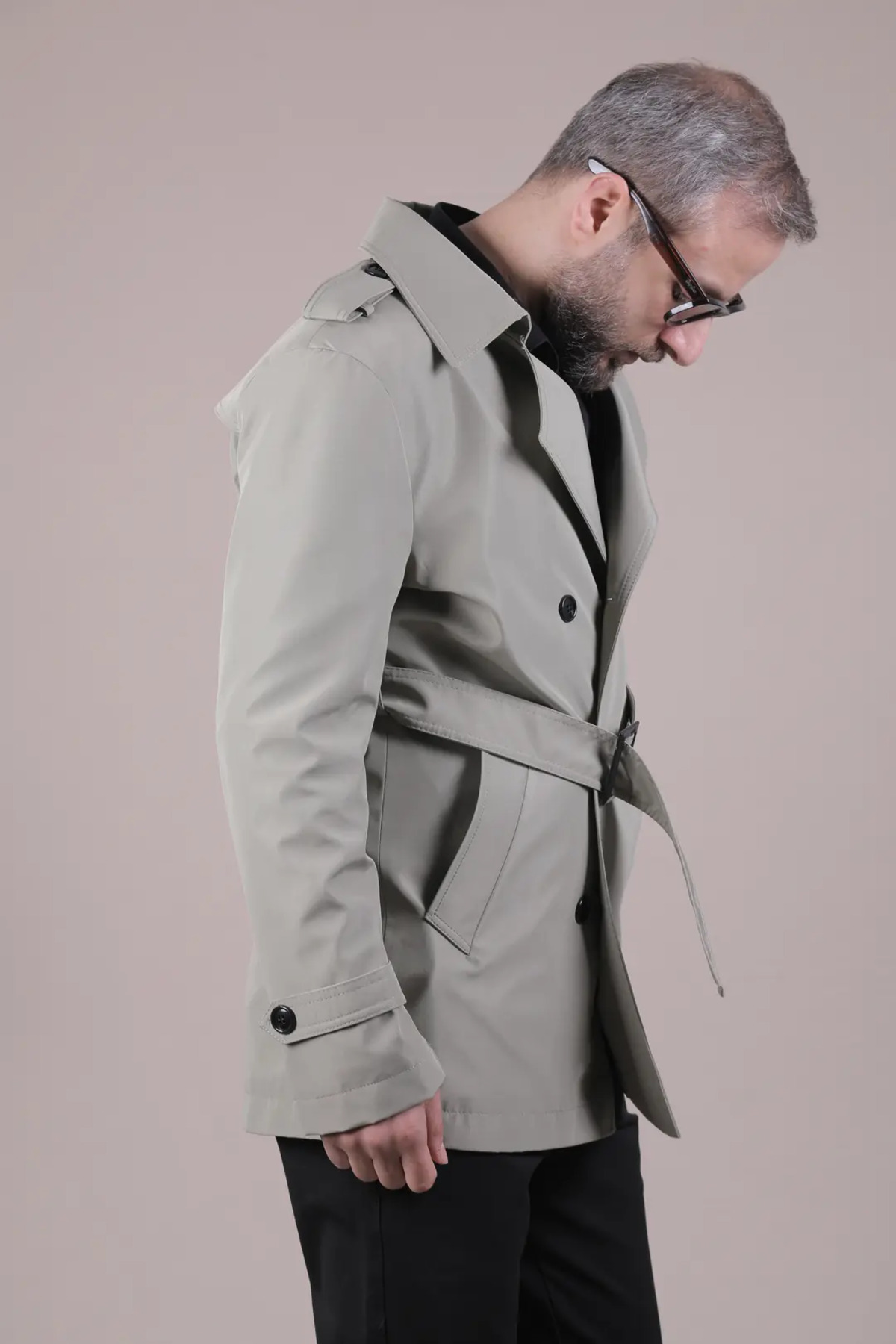 OHM OHEPMODA Slim Fit Kemerli Erkek Trençkot görsel 5
