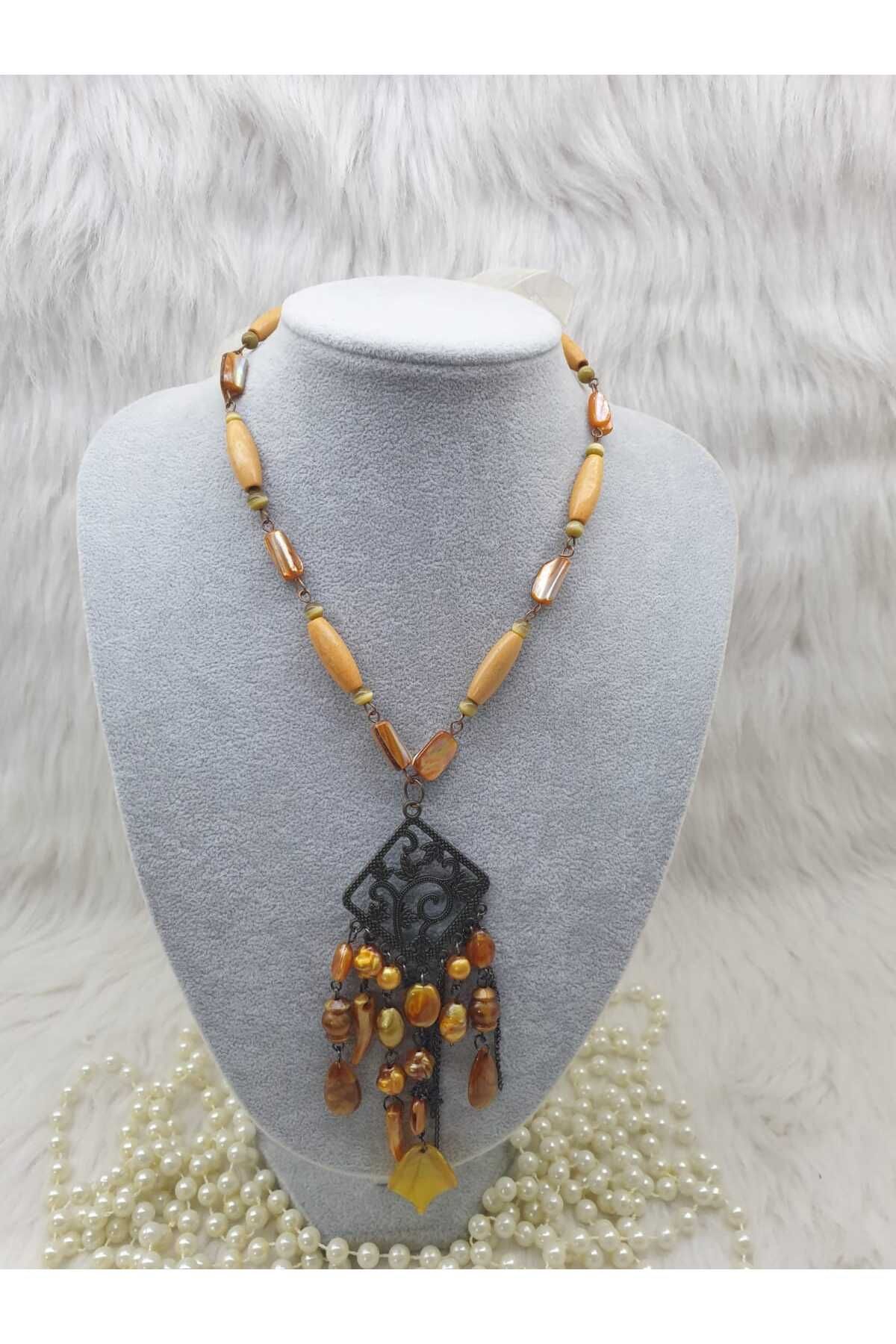 HAPPY HANDMADE KURDELELİ UZUN KOLYE BOHEM KOLYE SARKITLI KOLYE