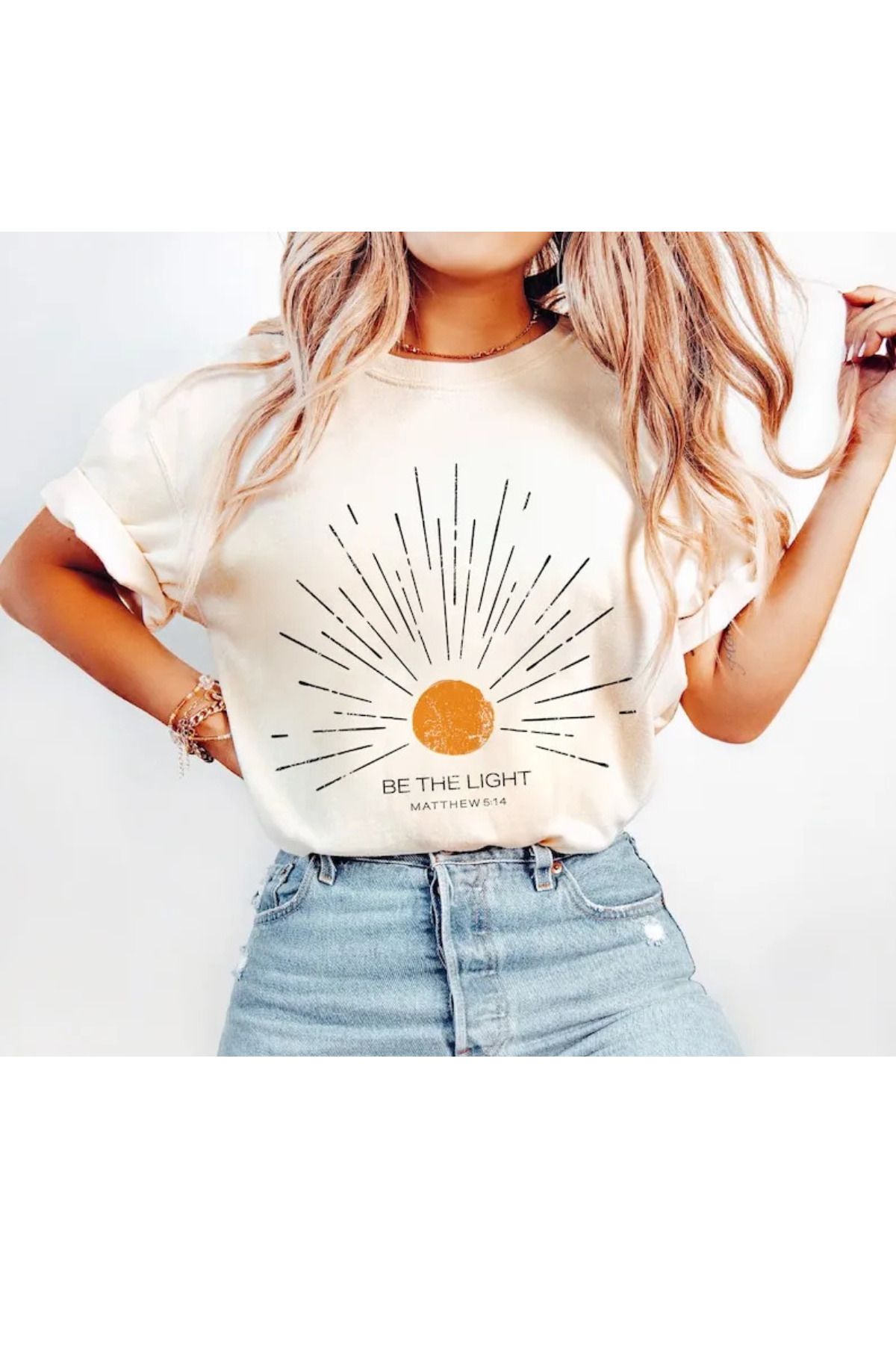 DESCARTES Be the Light Baskılı Oversize T-shirt
