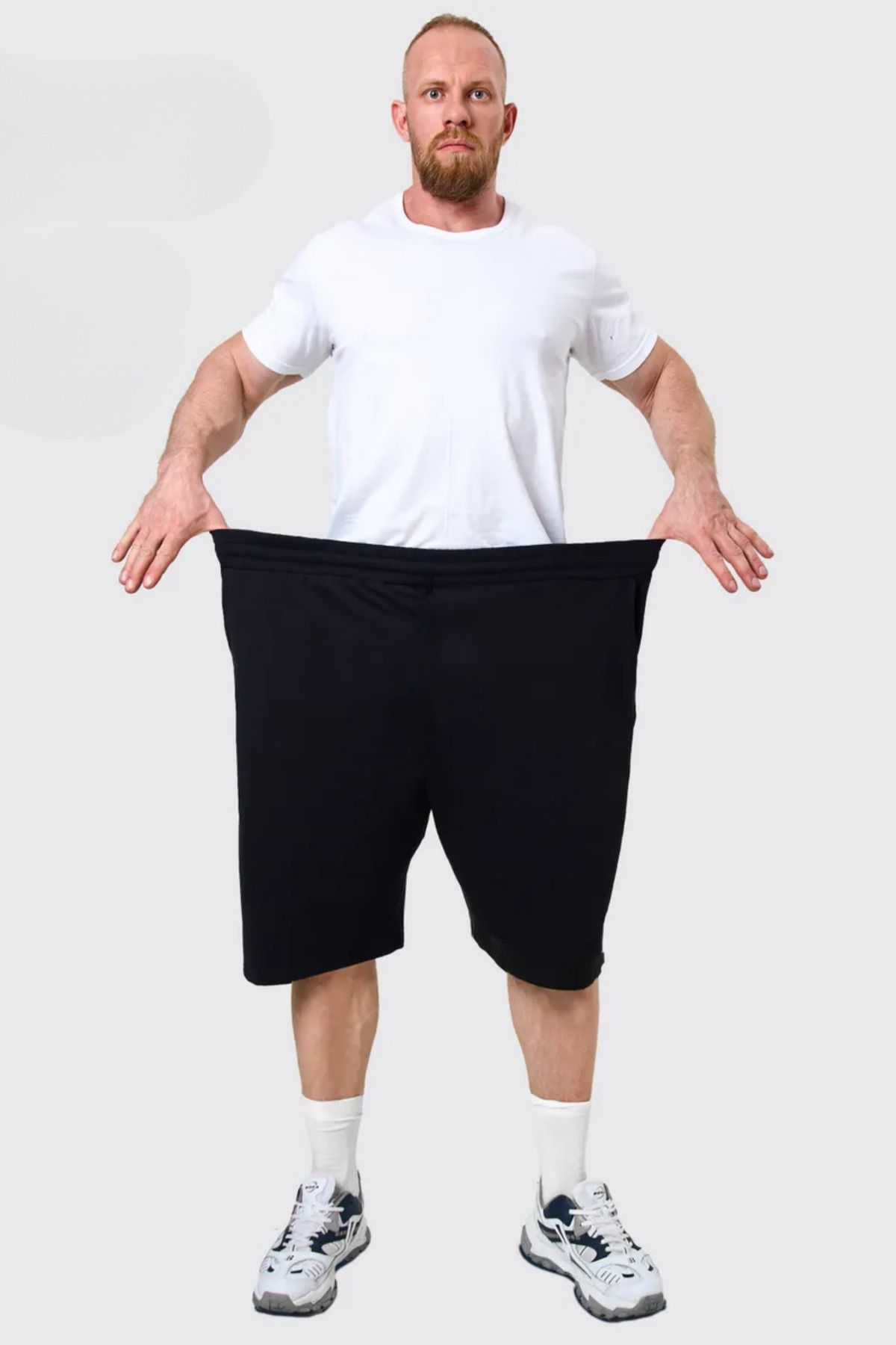 vladivosto Unisex Büyük Beden Bol Midi Oversize Siyah Gri Salaş Penye Battal Şort
