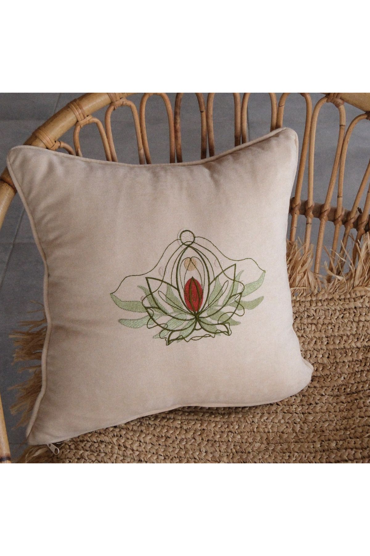 Elegancembroidery Bohem Kırlent Kılıfı, Nakışlı Kırlent Kılıfı, Dekoratif Yastık