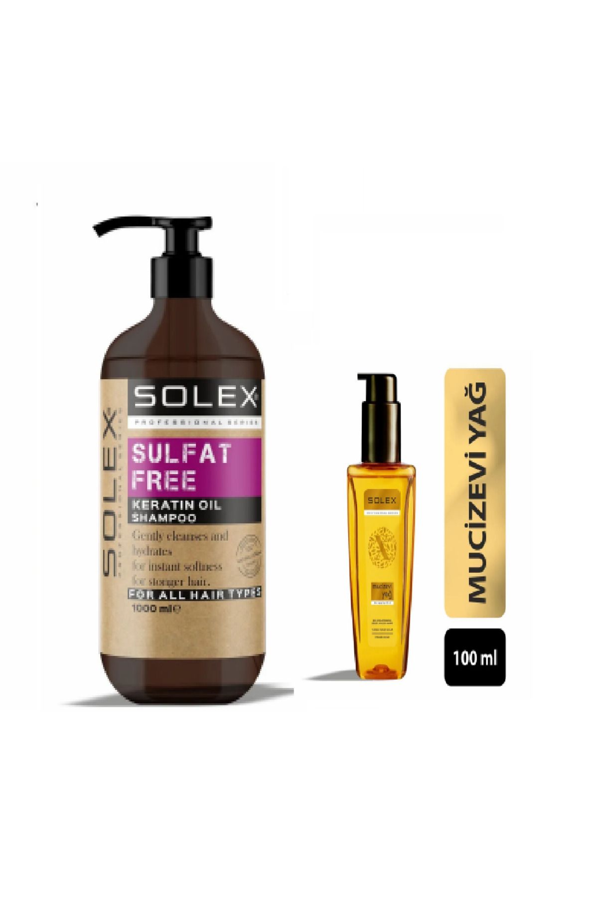 Solex Sülfatsız Professıonal Serıes Keratin Özlü Şampuan 1.000 ml+ Mucizevi Argan Keratin Serum 100 ml