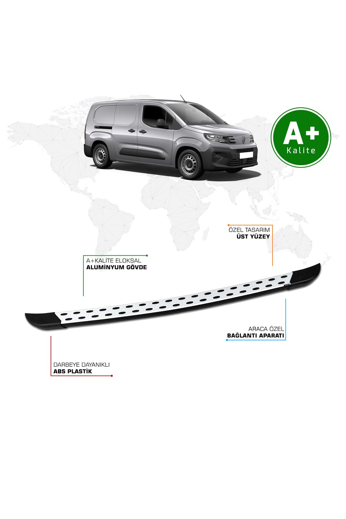 FA OTO AKSESUAR Peugeot Partner Arka Basamak Uzun Şasi 2024 Model ve Sonrası TrimLine
