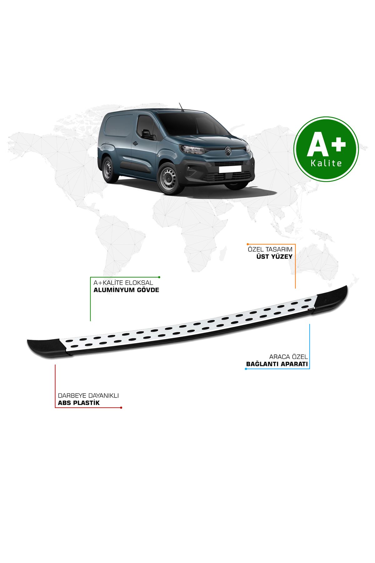 FA OTO AKSESUAR Citroen Berlingo Panelvan Arka Basamak Uzun Şasi 2024 Model ve Sonrası TrimLine