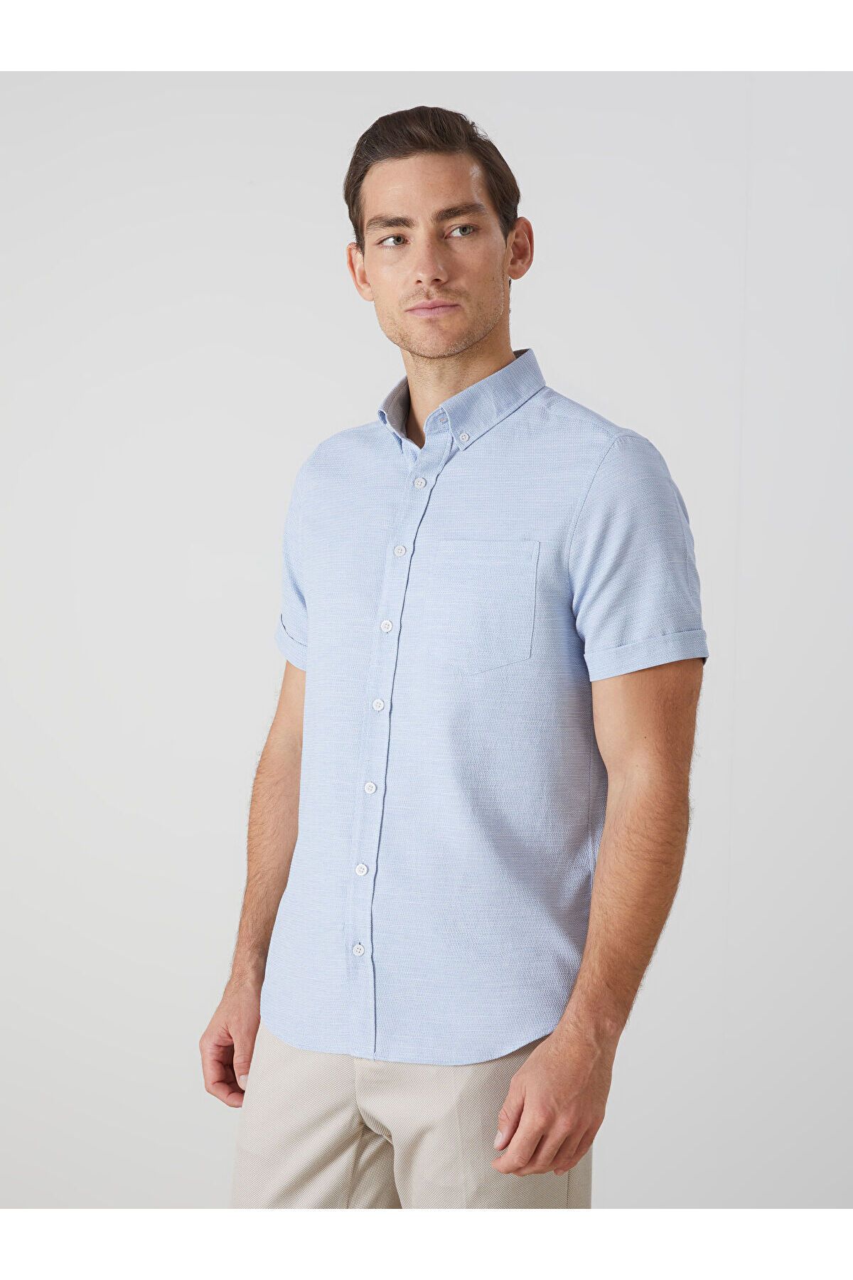 LC Waikiki Regular Fit Kısa Kollu Armürlü Erkek Gömlek