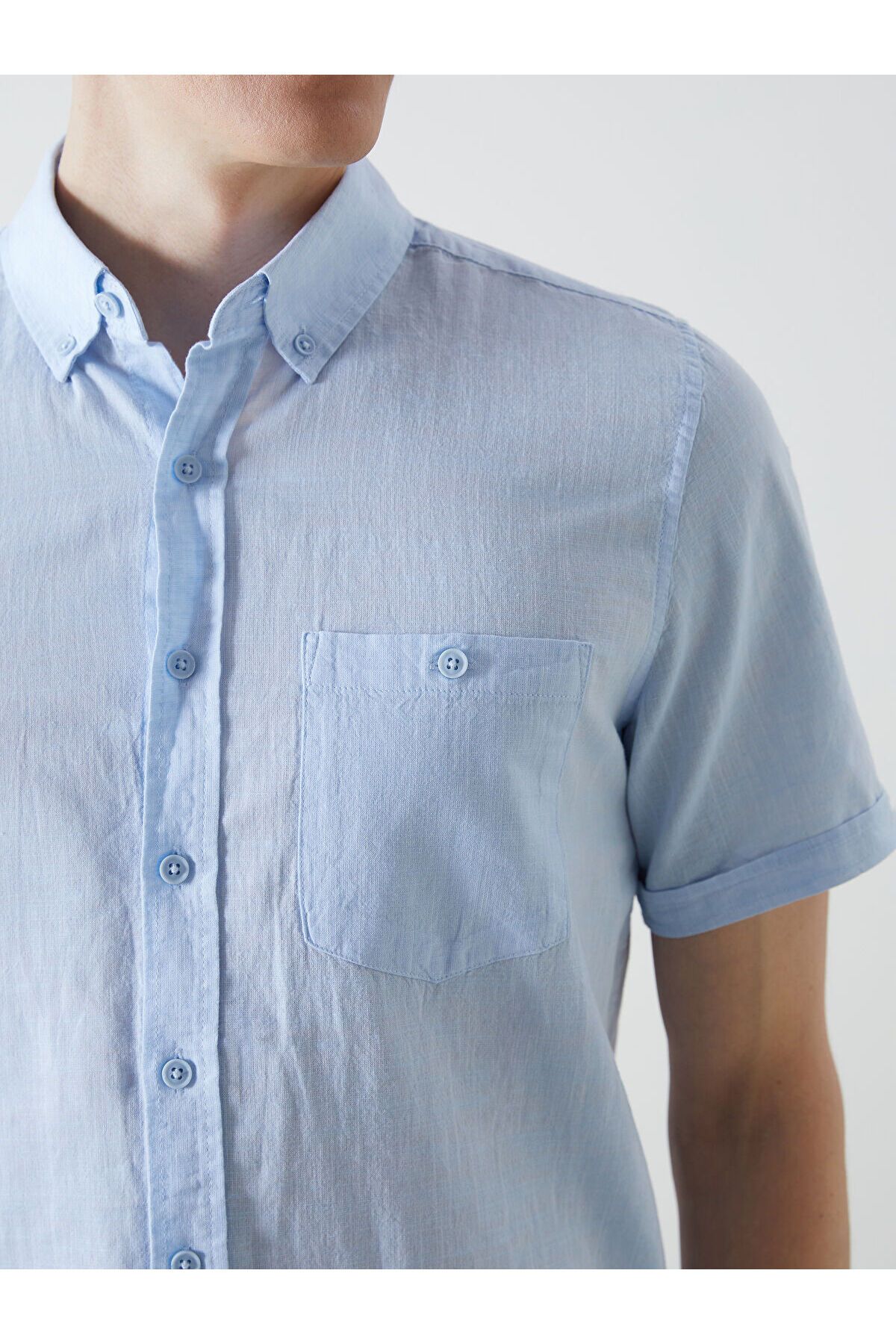 LC Waikiki-Ανδρικό πουκάμισο Regular Fit Linen Blend 3