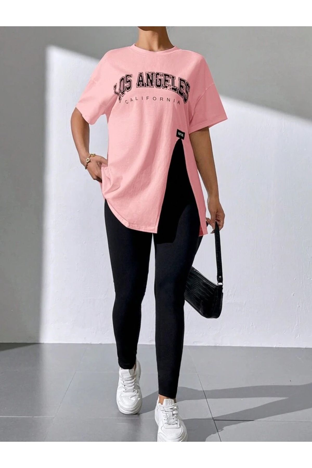 liyanamoda Kadın Tayt T-Shirt Los Angeles 2li Takım