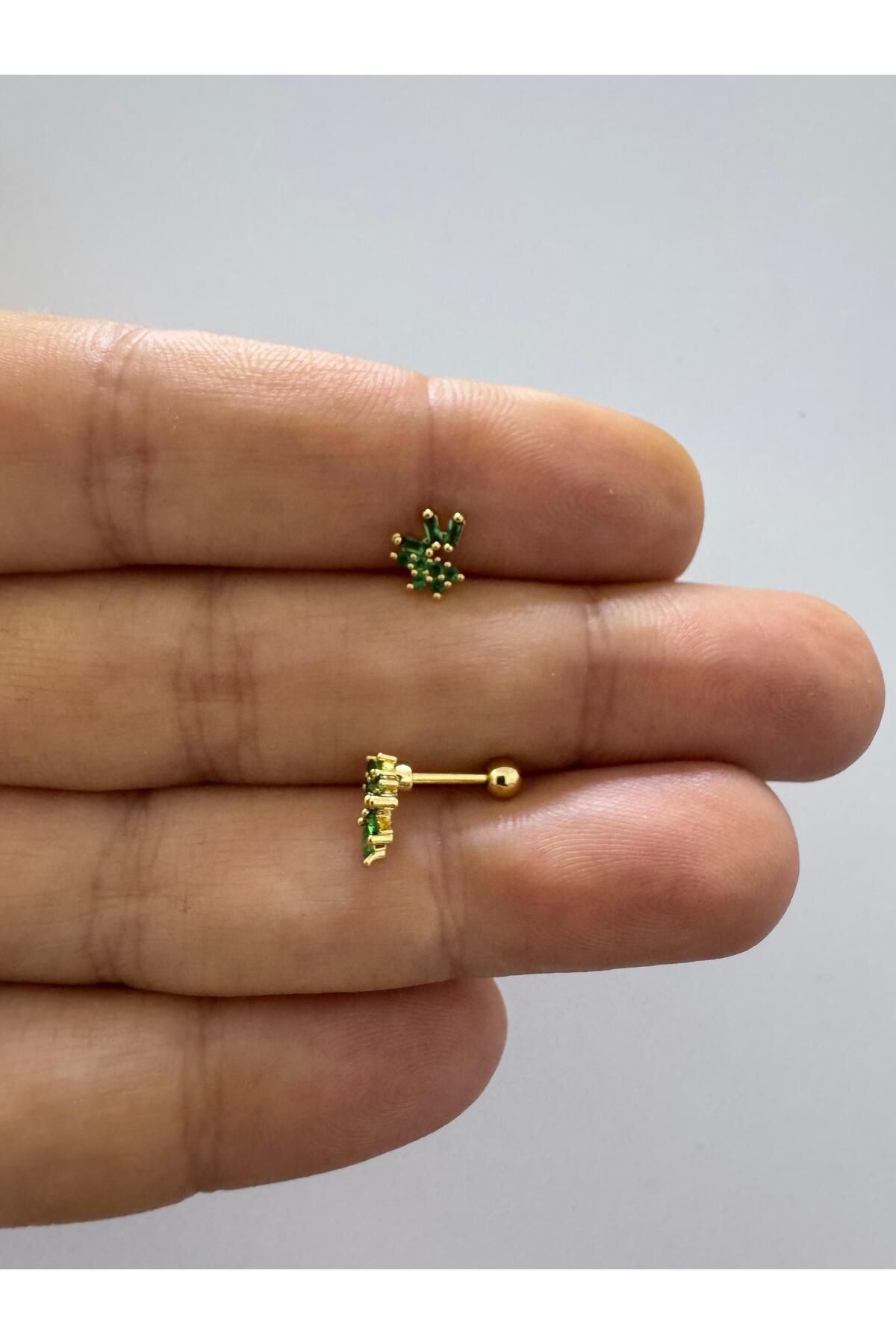 Arescollection ZİRKON TAŞLI HELİX TRAGUS LOBE UYUMLU 1 ADET PİERCİNG KÜPE