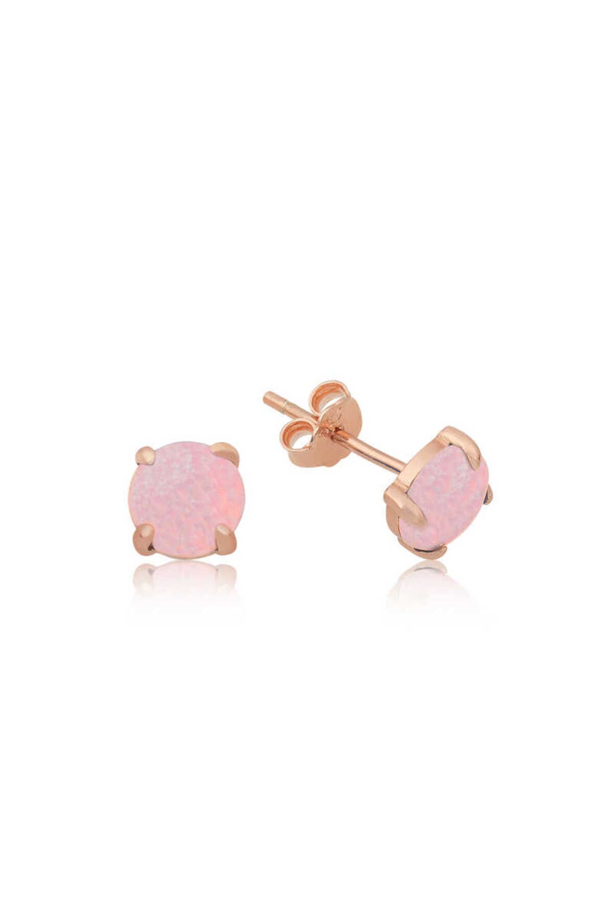 STİLLOVE Gümüş Pembe Opal Taş Küpe