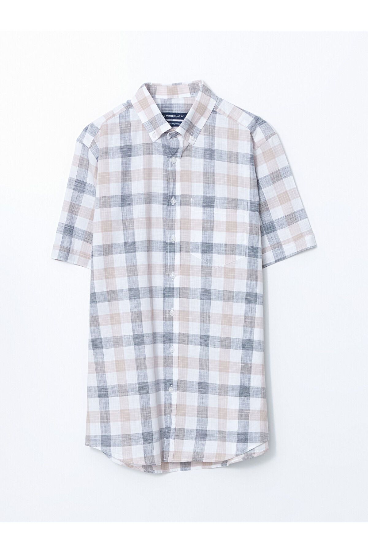 LC Waikiki Regular Fit Kısa Kollu Ekose Poplin Erkek Gömlek