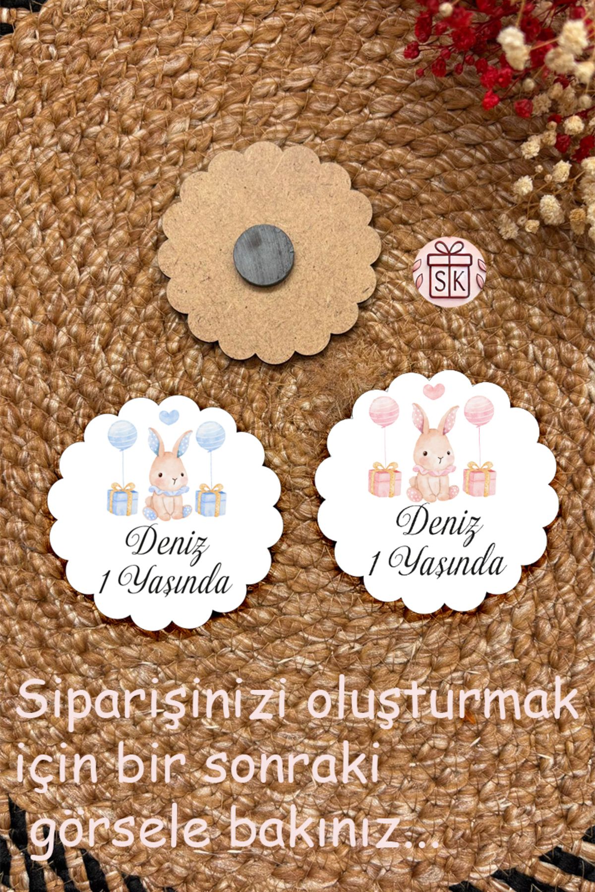SK Gift Figürlü Ahşap Bebek Magnet Doğum Günü Hediyeliği Baby Shower Yenidoğan Magnet 35 Adet
