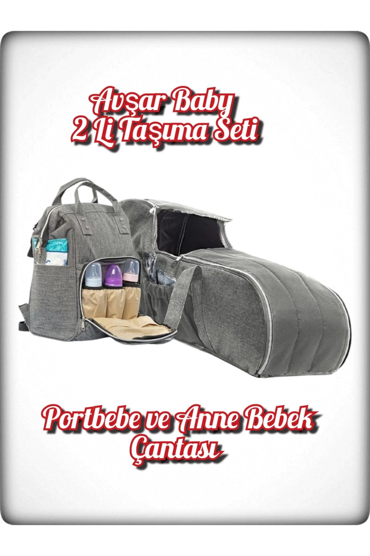 Avşar Baby 2 Li Bebek Taşıma Seti En İyi Anne Bebek Bakım Çantası ve Portbebe Modelleri