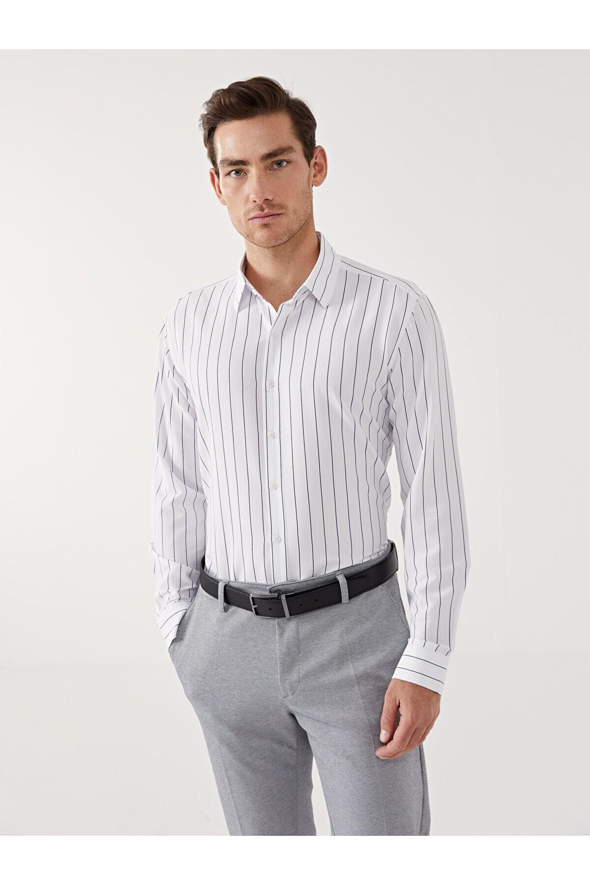 LC Waikiki Slim Fit Uzun Kollu Çizgili Erkek Gömlek