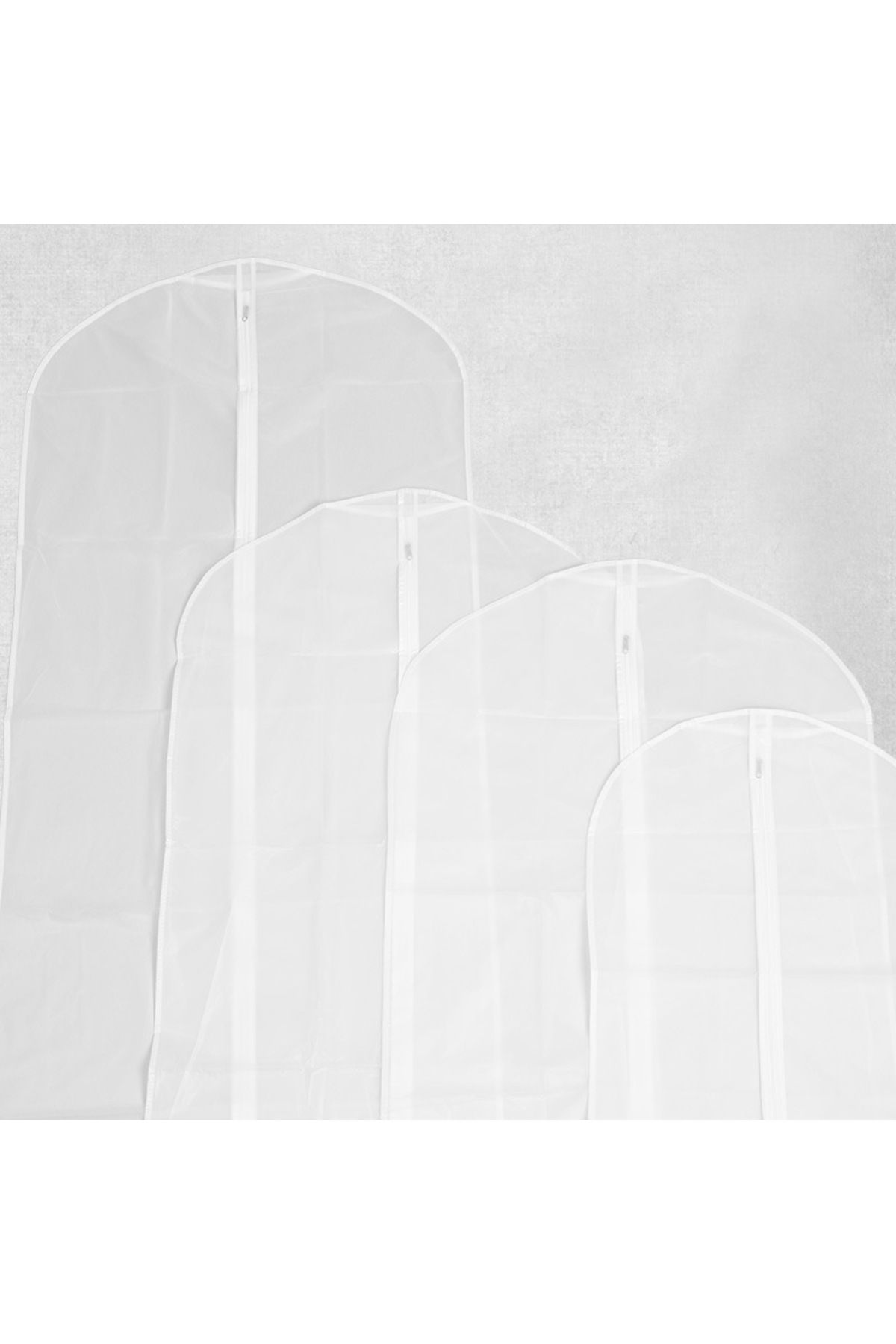 Muchmy-4 Pieces White Clothes Coat Dust Proof Covers Multi Size Zipper Laundry Storage Hanging Cover Set 2