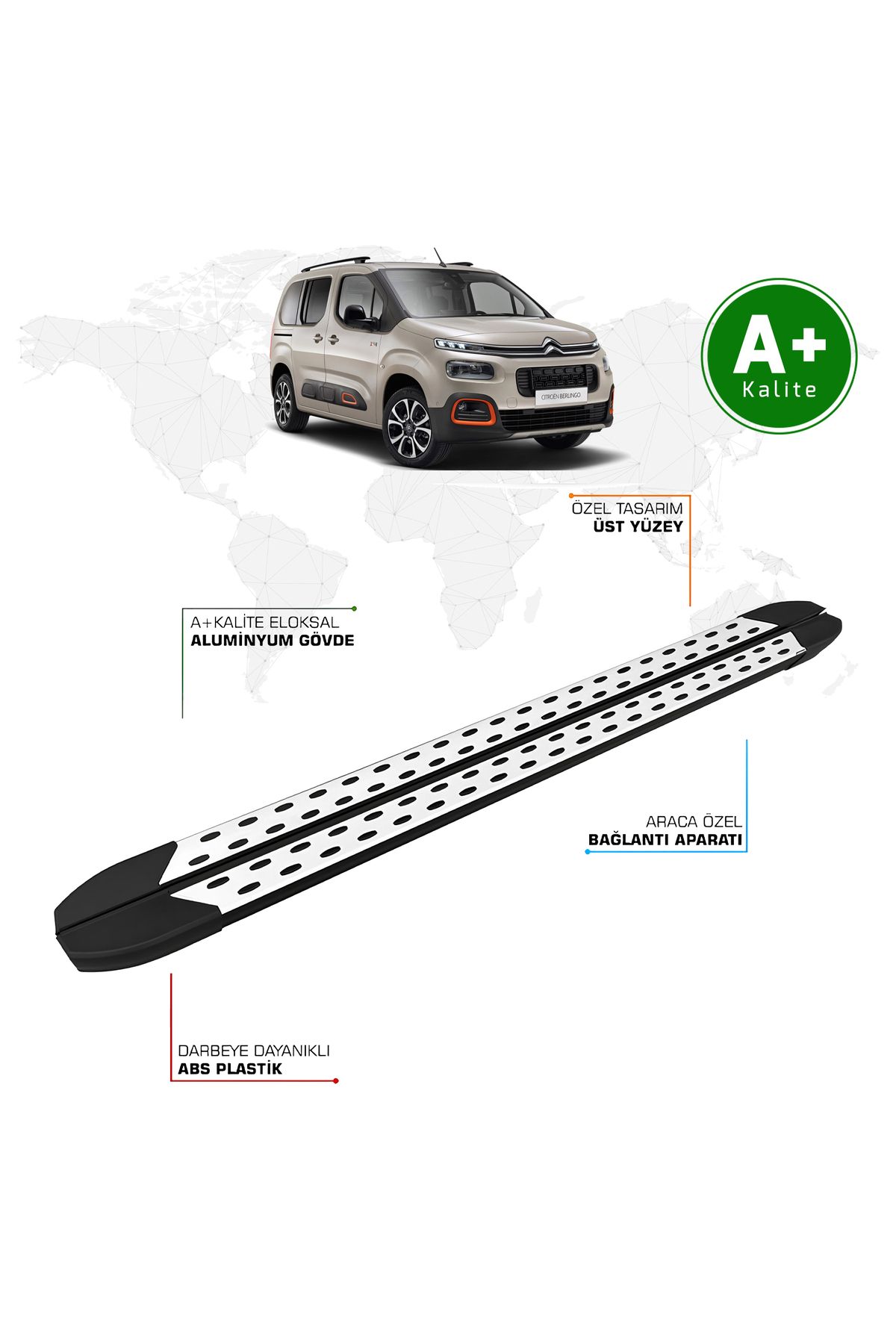 FA OTO AKSESUAR Citroen Berlingo Yan Basamak Kısa Şasi 2019 Model ve SonrasıTrimLine