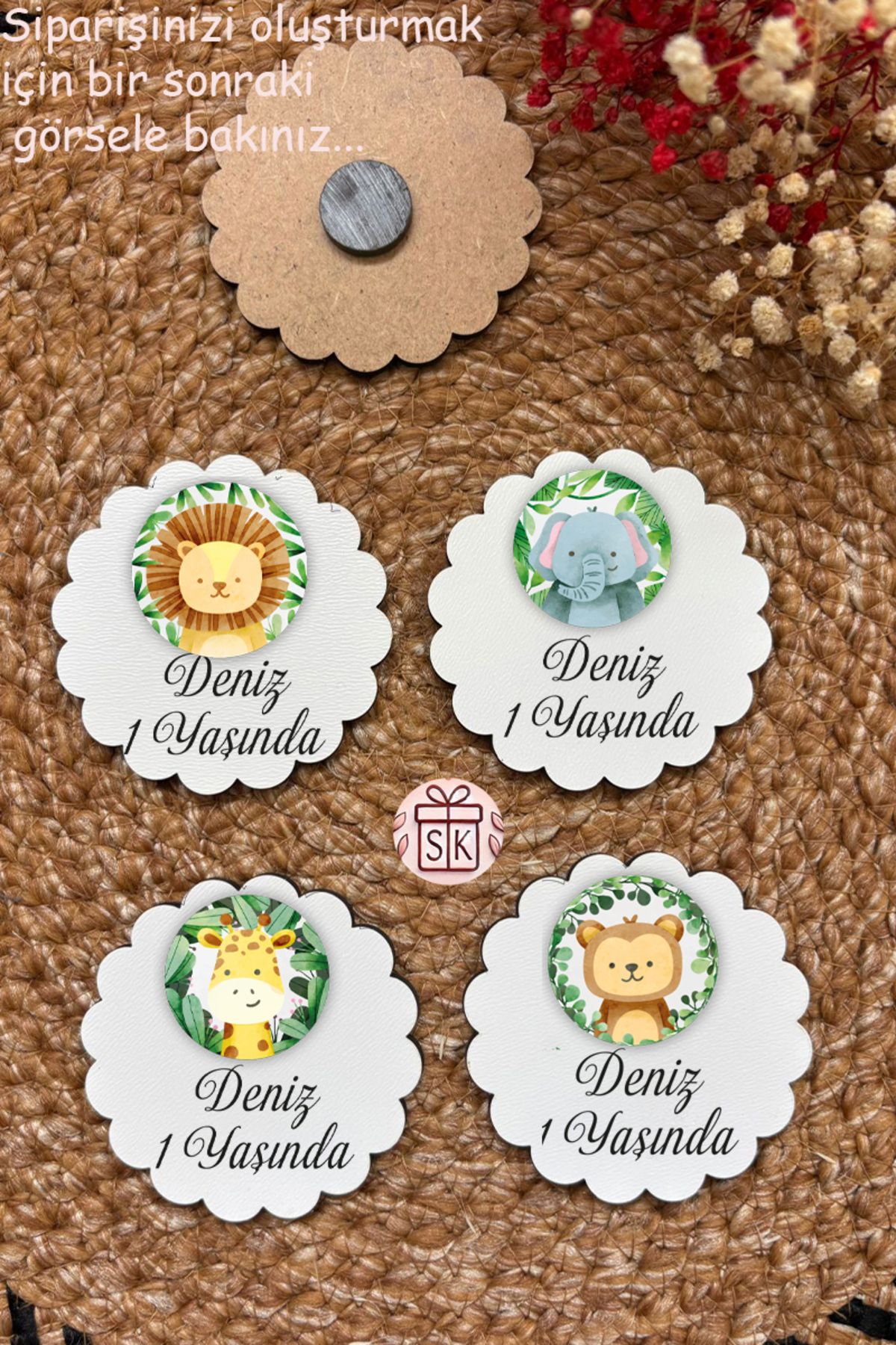 SK Gift Figürlü Ahşap Bebek Magnet Doğum Günü Hediyeliği Baby Shower Yenidoğan Magnet 35 Adet