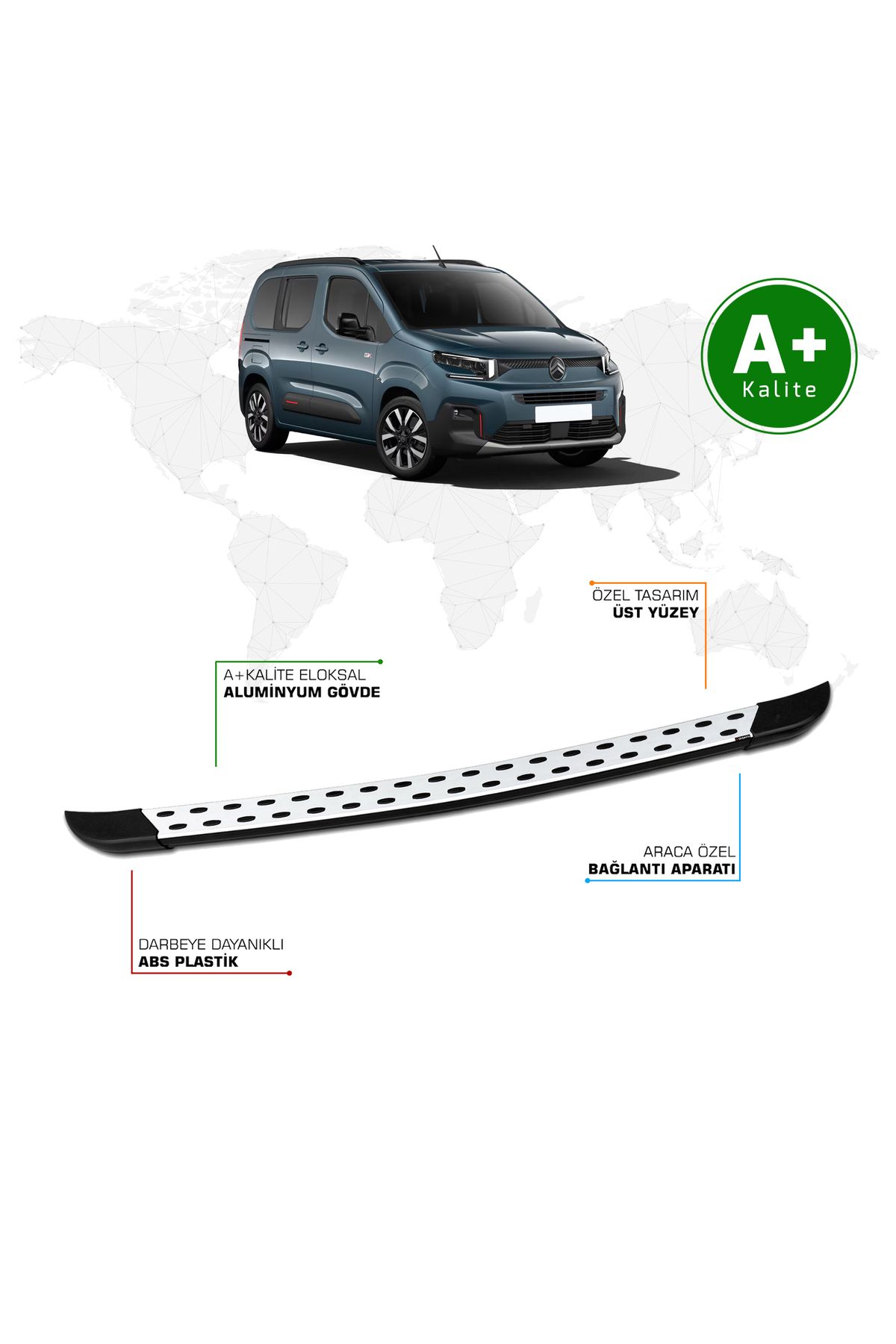 FA OTO AKSESUAR Citroen Berlingo Arka Basamak Kısa Şasi 2024 Model ve Sonrası TrimLine