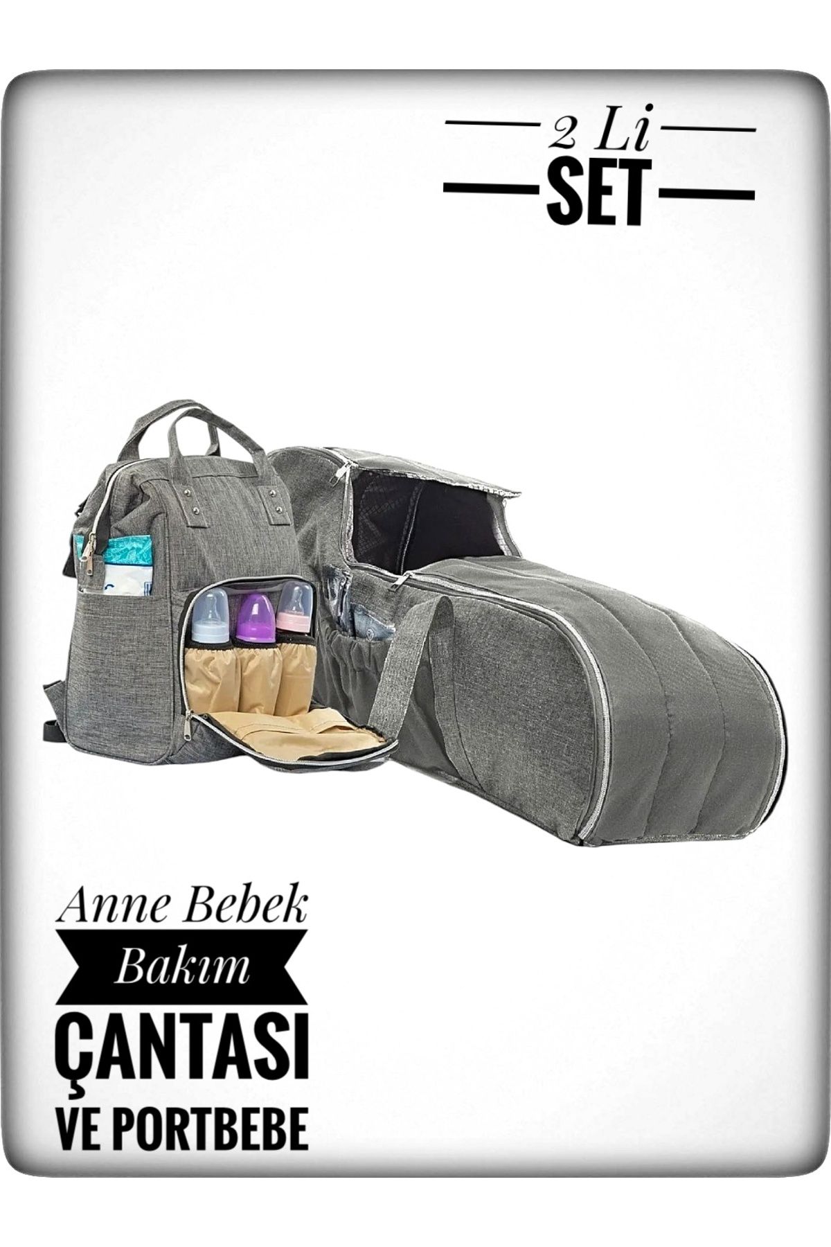 Derin Bebek Giyim 2 Li Bebek Taşıma Seti En İyi Anne Bebek Bakım Çantası ve Portbebe Modelleri