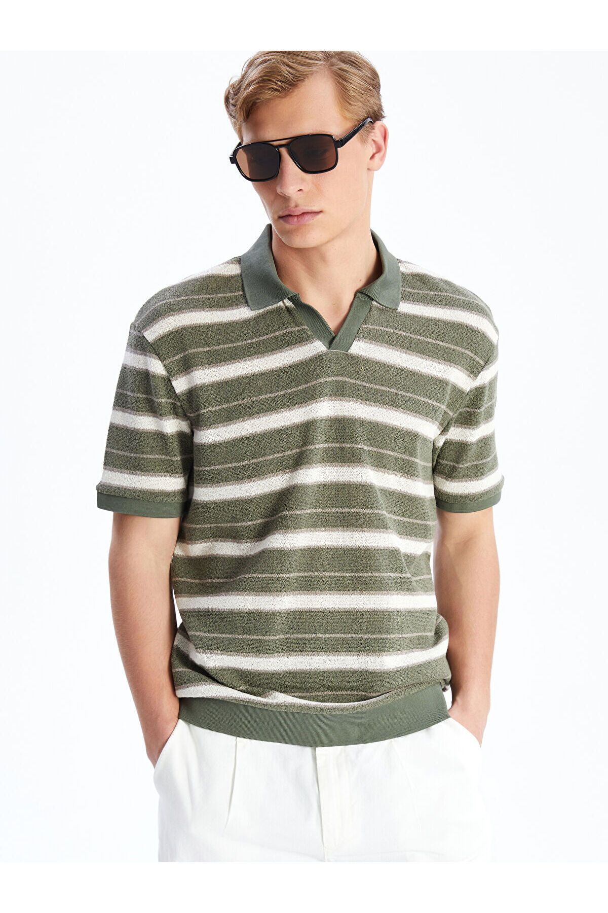 LC Waikiki Polo Yaka Çizgili Erkek Tişört