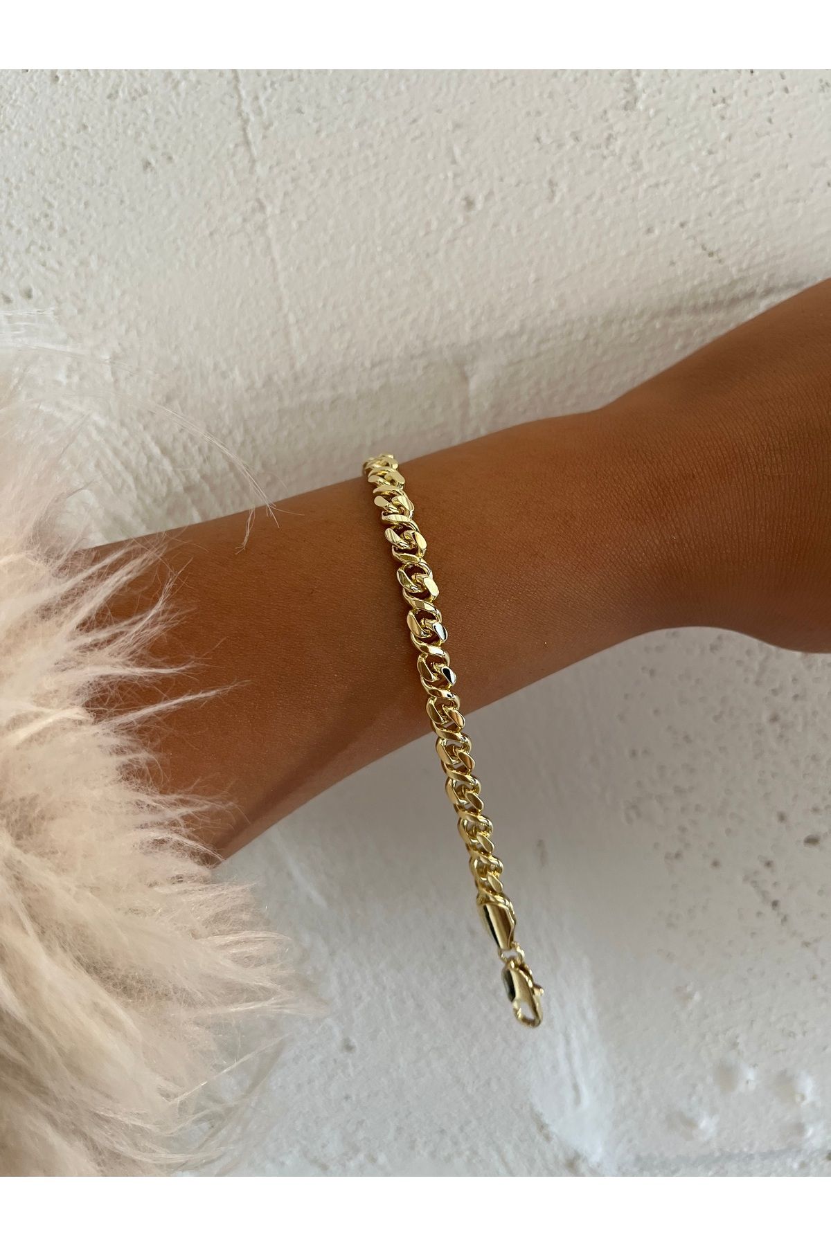 MODA 14 K Altın Kaplama Zincir Bileklik 18+4 cm