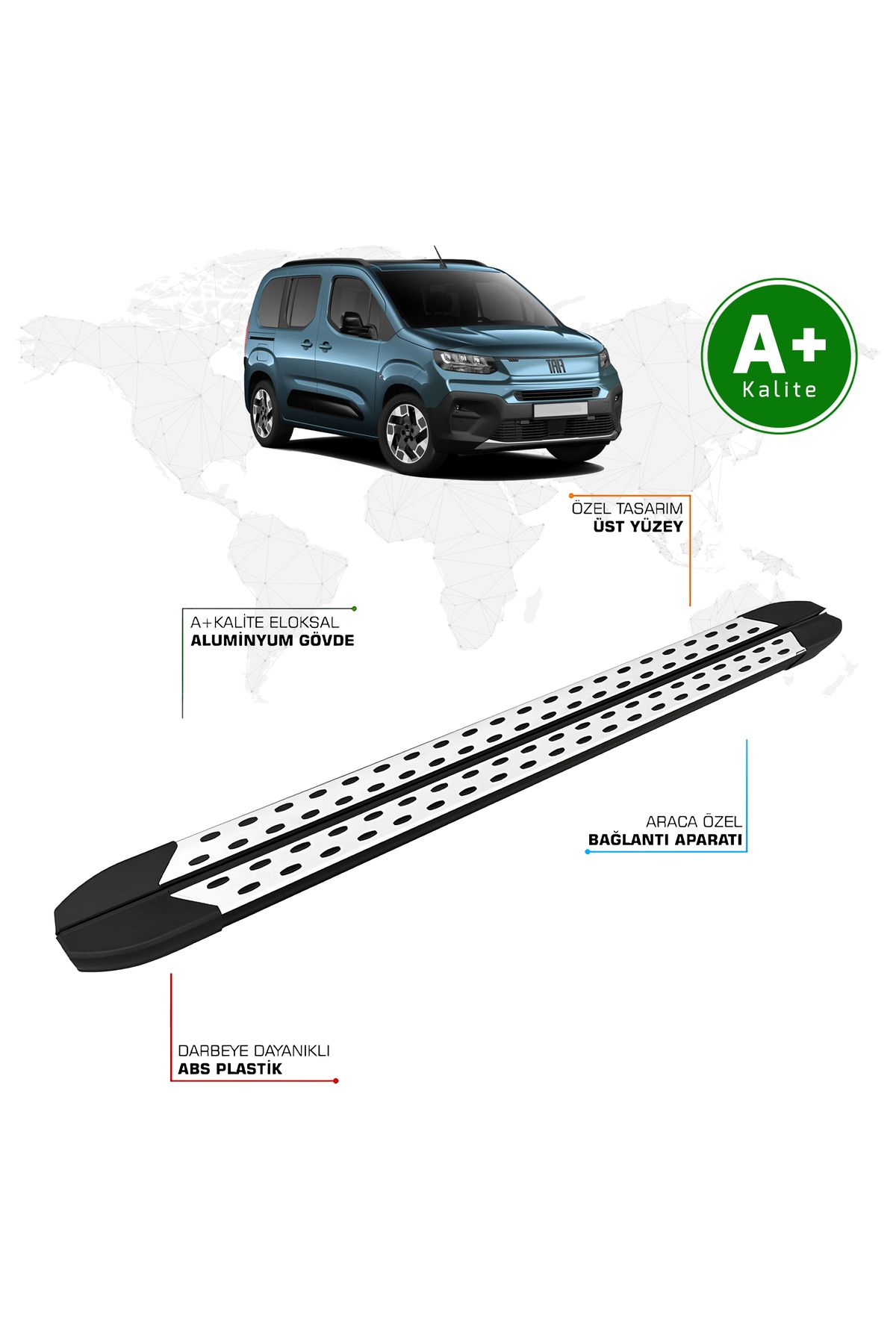 FA OTO AKSESUAR Fiat Doblo Yan Basamak Kısa Şasi 2024 Model ve Sonrası TrimLine