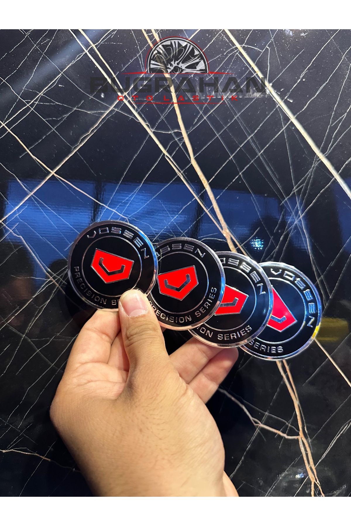 Muhtelif Vossen Logolu Alüminyum Jant Göbeği Arması Sticker 56-57 Mm 4 Adet