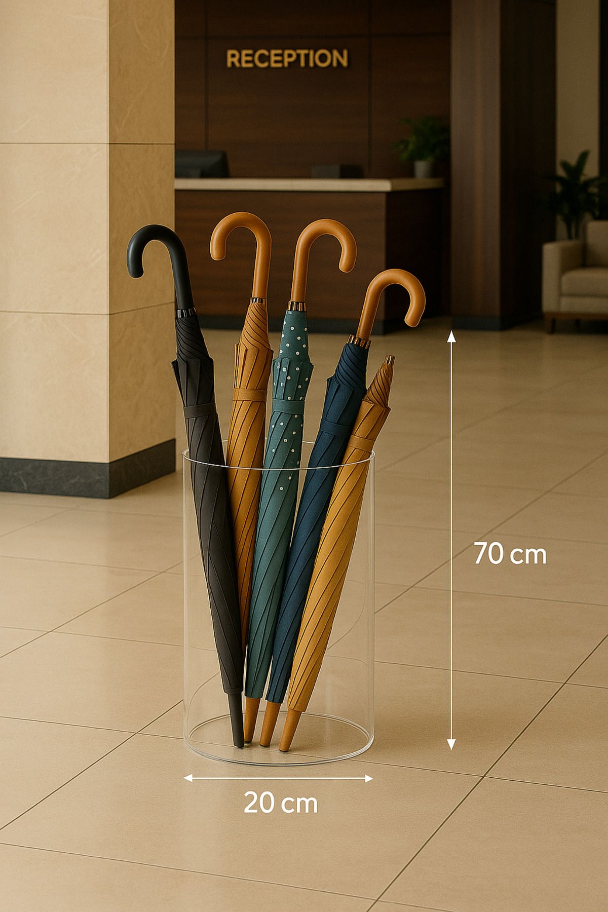 Pleksi Marketi Pleksi Şeffaf Şemsiye Kutusu 20x70CM --1 ADET--