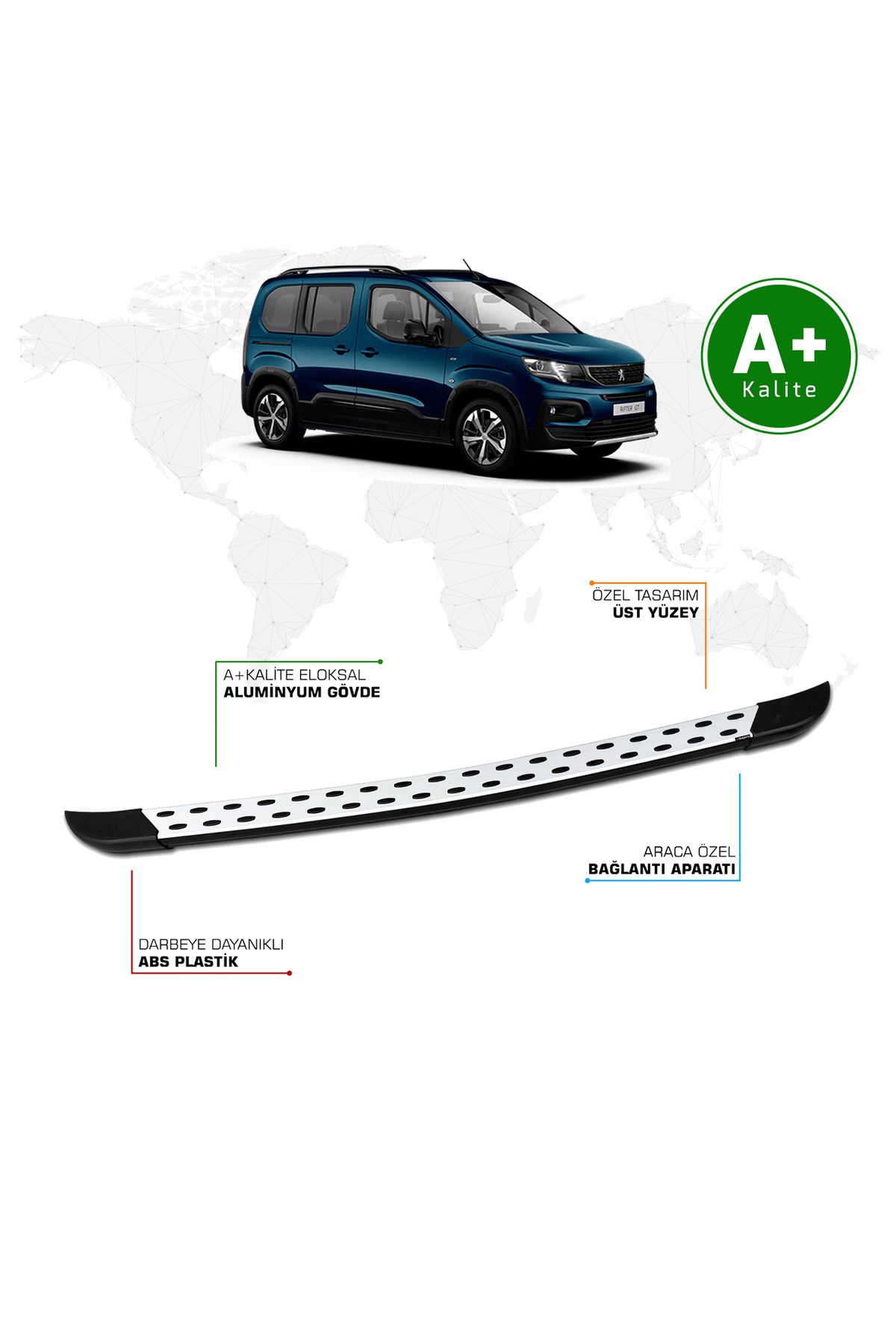 FA OTO AKSESUAR Peugeot Rifter Arka Basamak 2019 Model ve Sonrası TrimLine