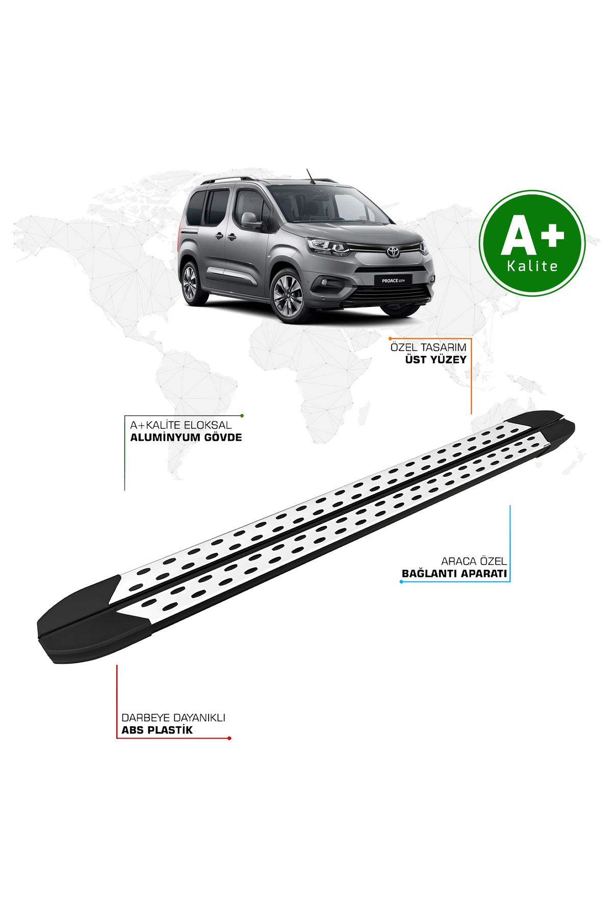 FA OTO AKSESUAR Toyota Proace City Yan Basamak Kısa Şasi 2019 Model ve Sonrası TrimLine