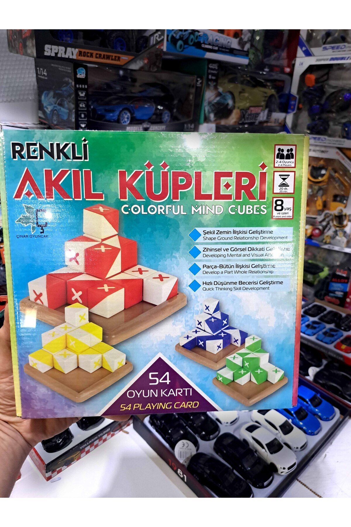 VDGN RENKLİ AKIL KÜPLERİ 54 Oyun Kartı Düşünme Oyunu 28x27cm AKIL ZEKA GELİŞTİRİCİ OYUN