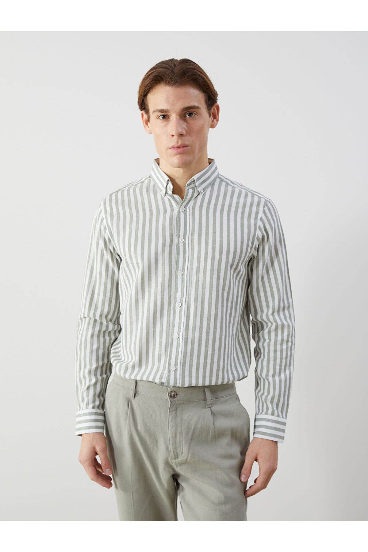 LC Waikiki Regular Fit Uzun Kollu Çizgili Poplin Erkek Gömlek