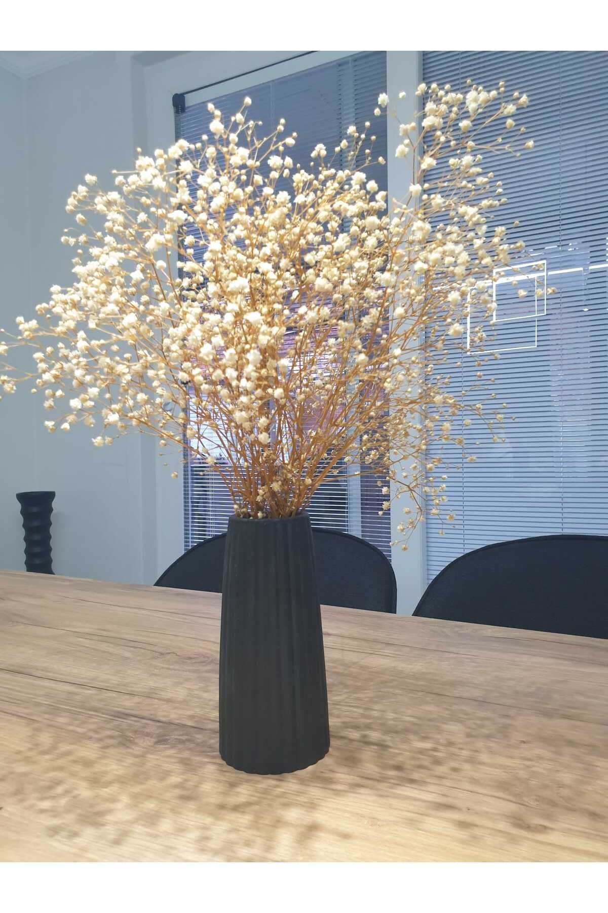 Lapida Home Decor Dekoratif Çizgili Modern Taş Tozu Vazo | El Yapımı Minimal Ev Aksesuarı