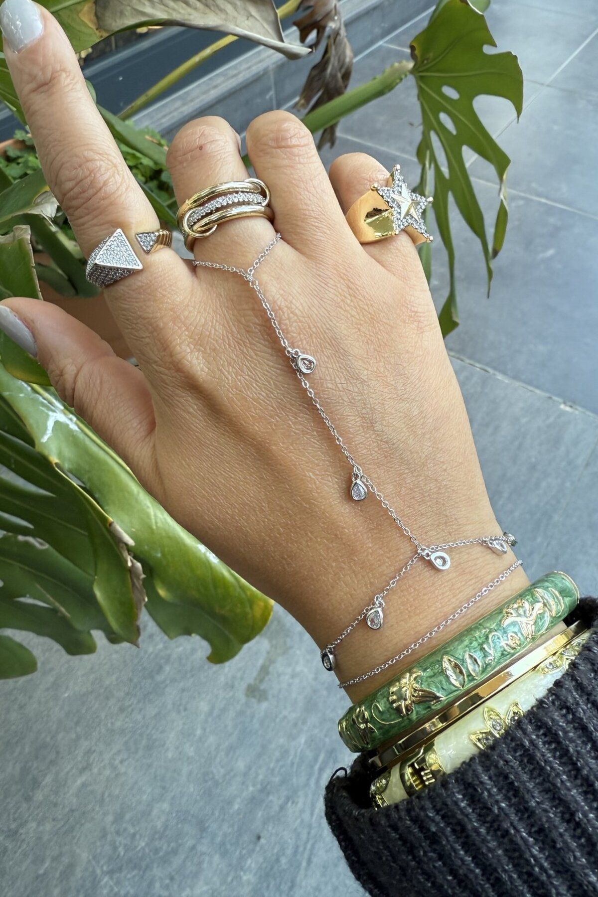 My Joyas Design 14K Altın Kaplama Damla Taşlı Şahmeran Silver