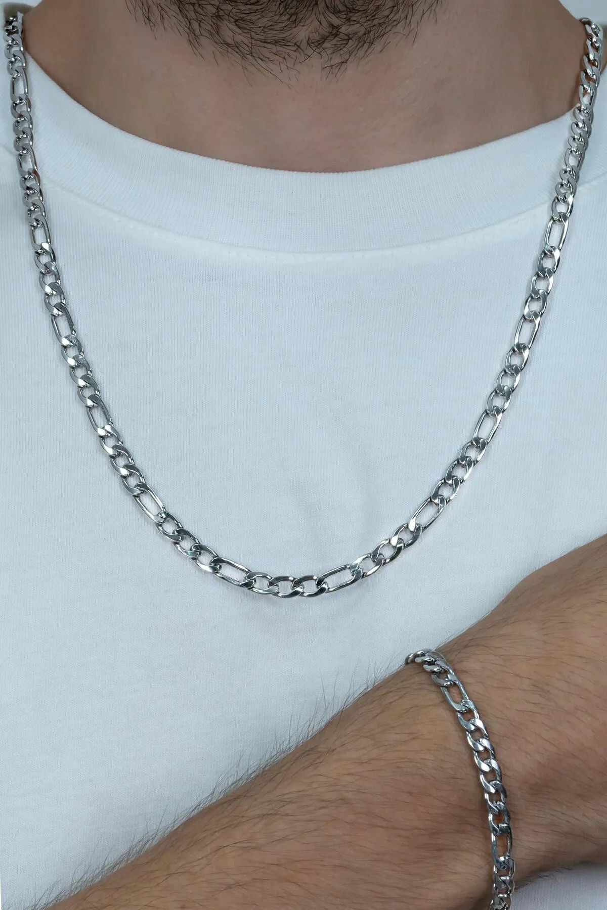 Nilsu Jewellery Accessory Erkek Çelik Kolye ve Bileklik Seti