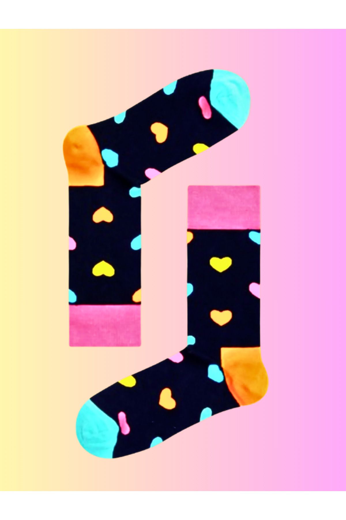 Shuttle Park Özel Seri Socks Renkli Eğlenceli Happy Rahat Kalp Desenli Tasarım Tarz Soket Dikişsiz Çorap