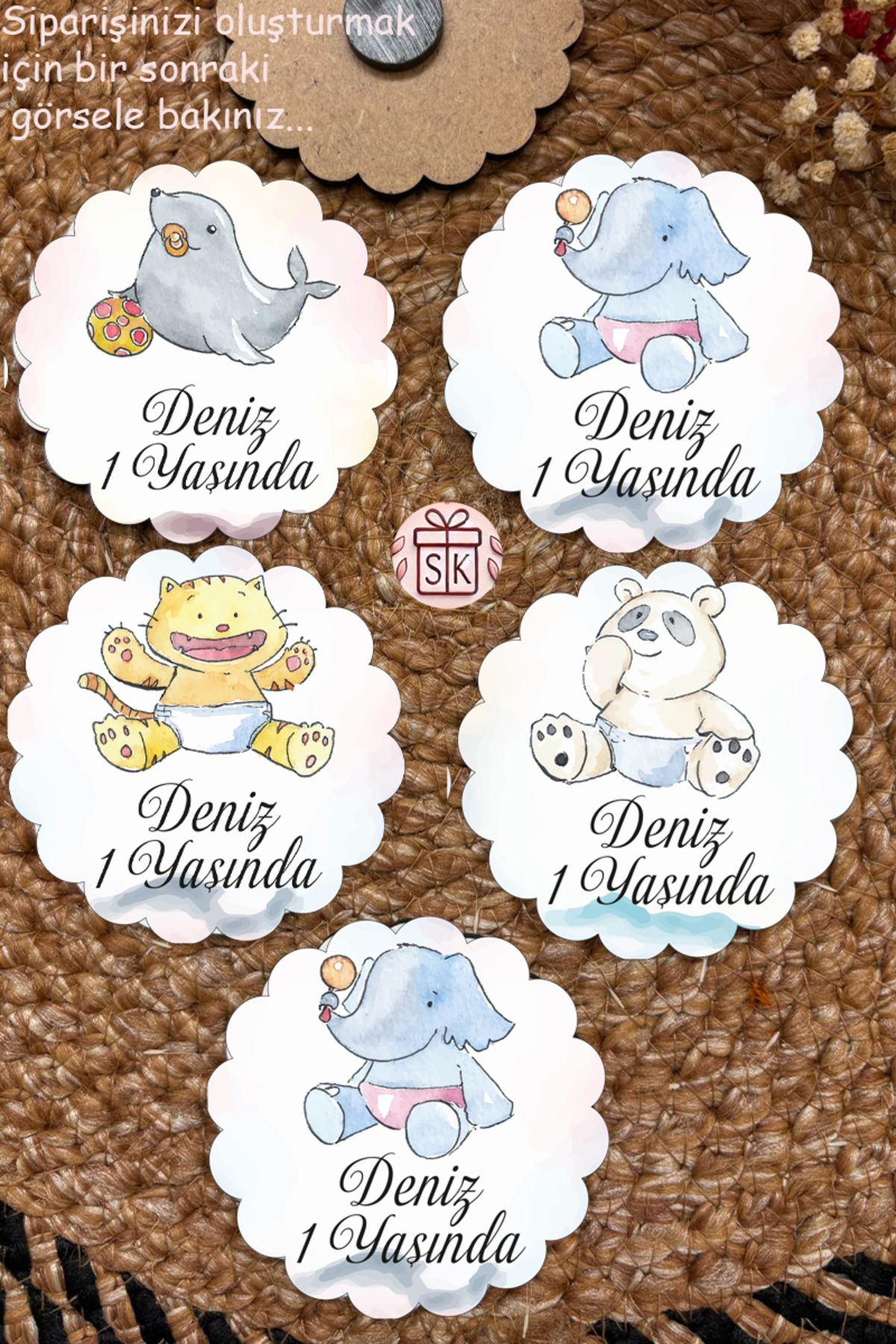 SK Gift Figürlü Ahşap Bebek Magnet Doğum Günü Hediyeliği Baby Shower Yenidoğan Magnet 35 Adet