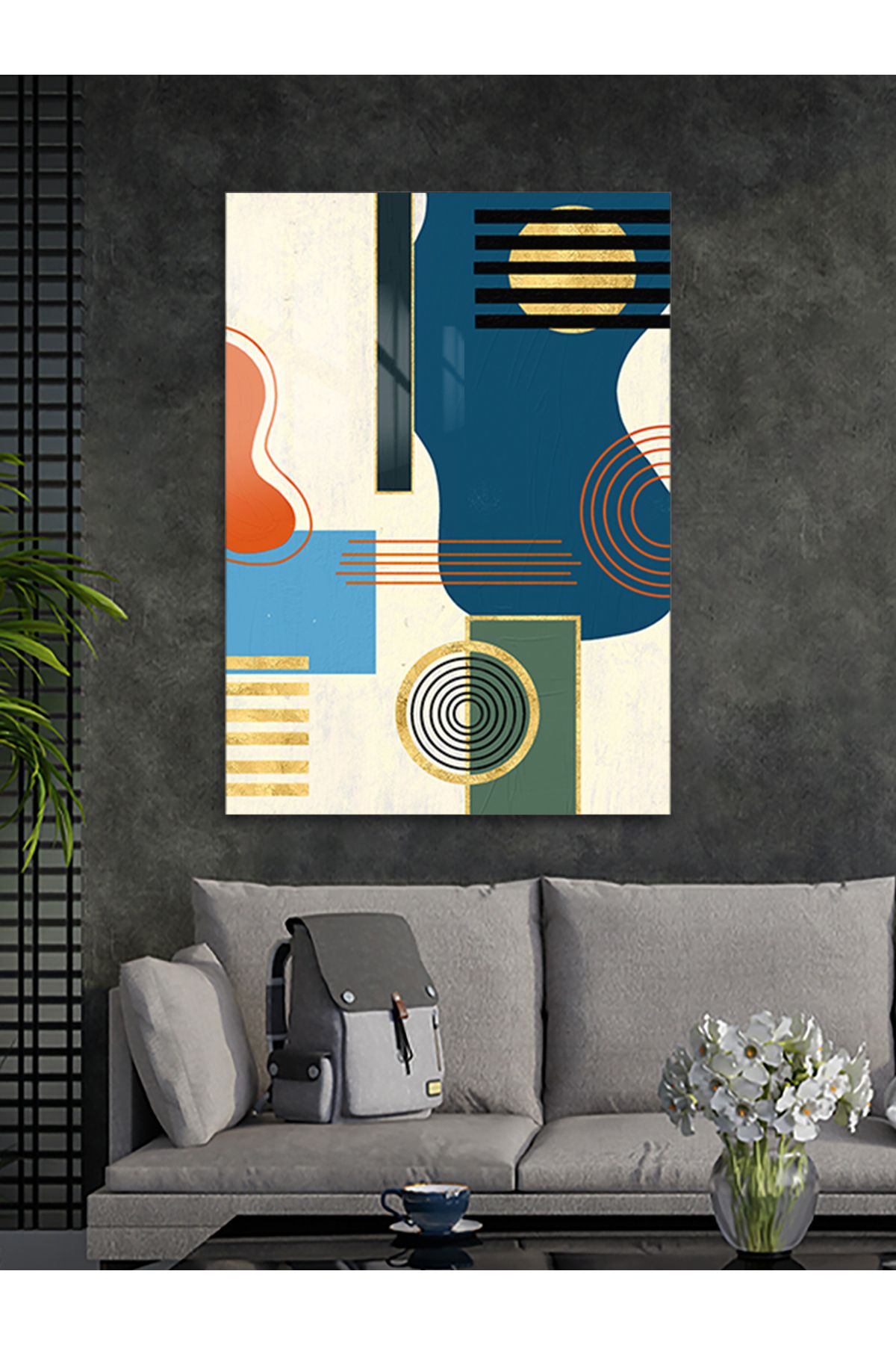 ARTSTATİONS Çizgi ve Denge – Renkli Geometrik Sanat CAM TABLO