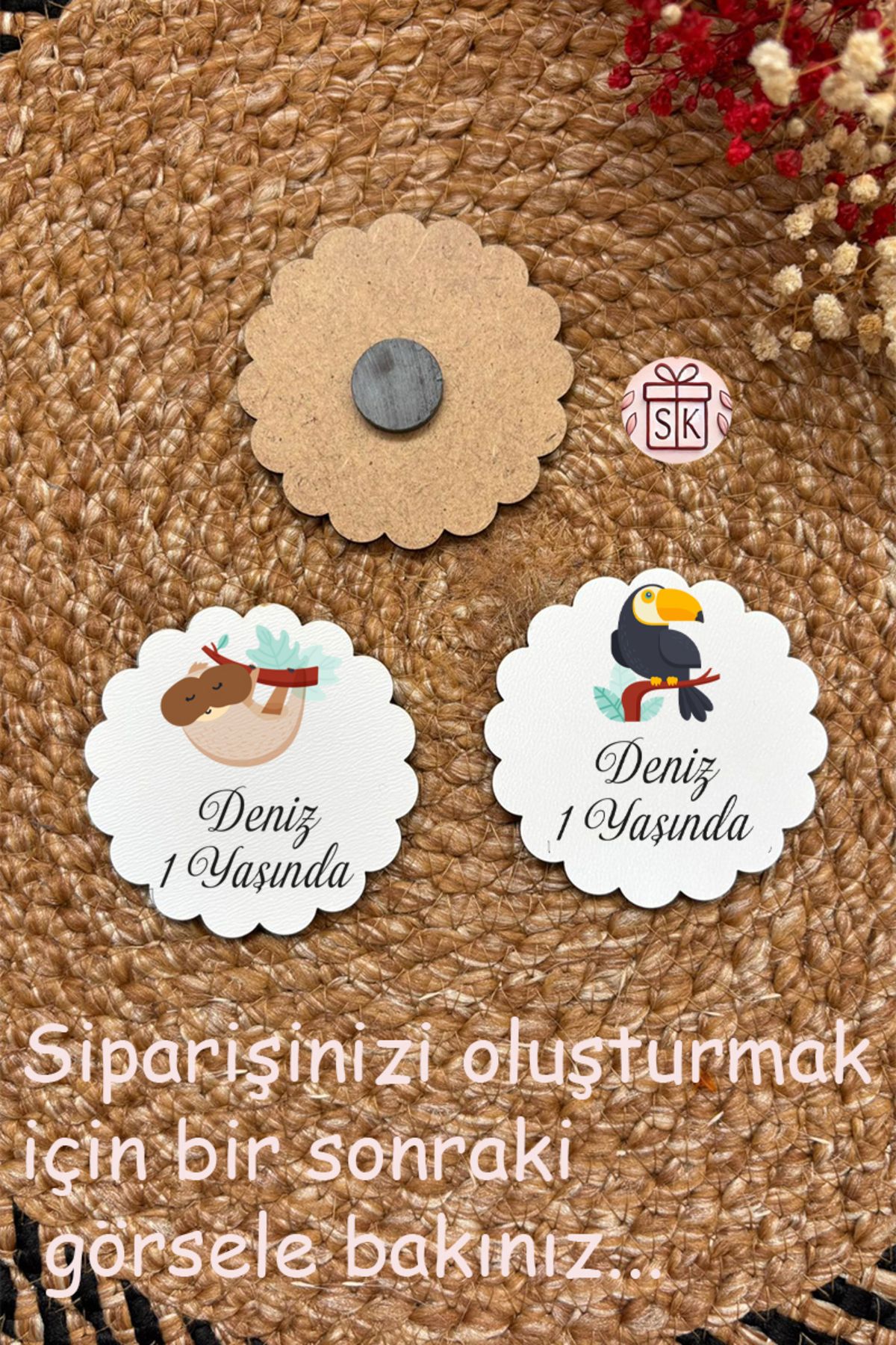 SK Gift Figürlü Ahşap Bebek Magnet Doğum Günü Hediyeliği Baby Shower Yenidoğan Magnet 35 Adet