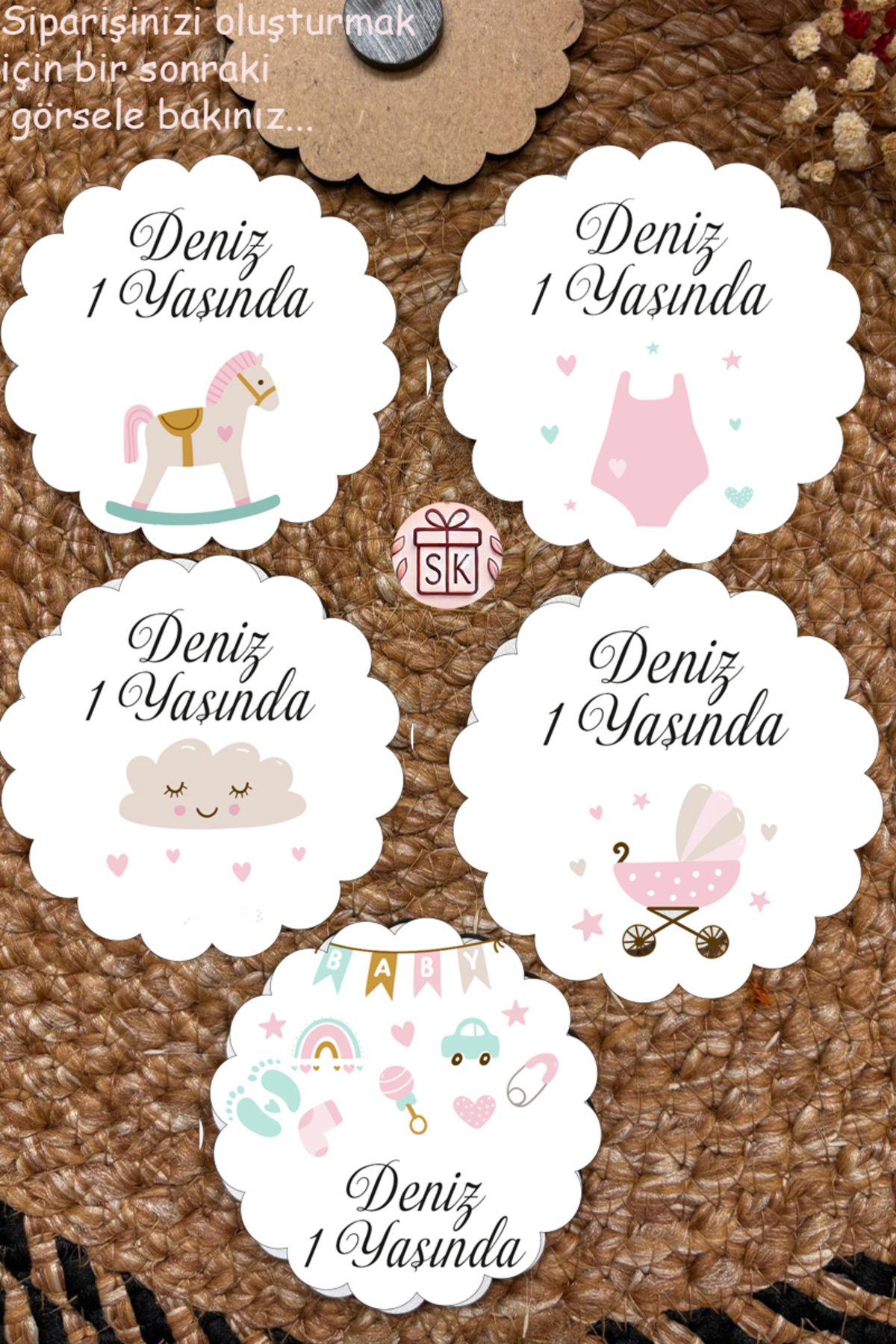 SK Gift Figürlü Ahşap Bebek Magnet Doğum Günü Hediyeliği Baby Shower Yenidoğan Magnet 35 Adet